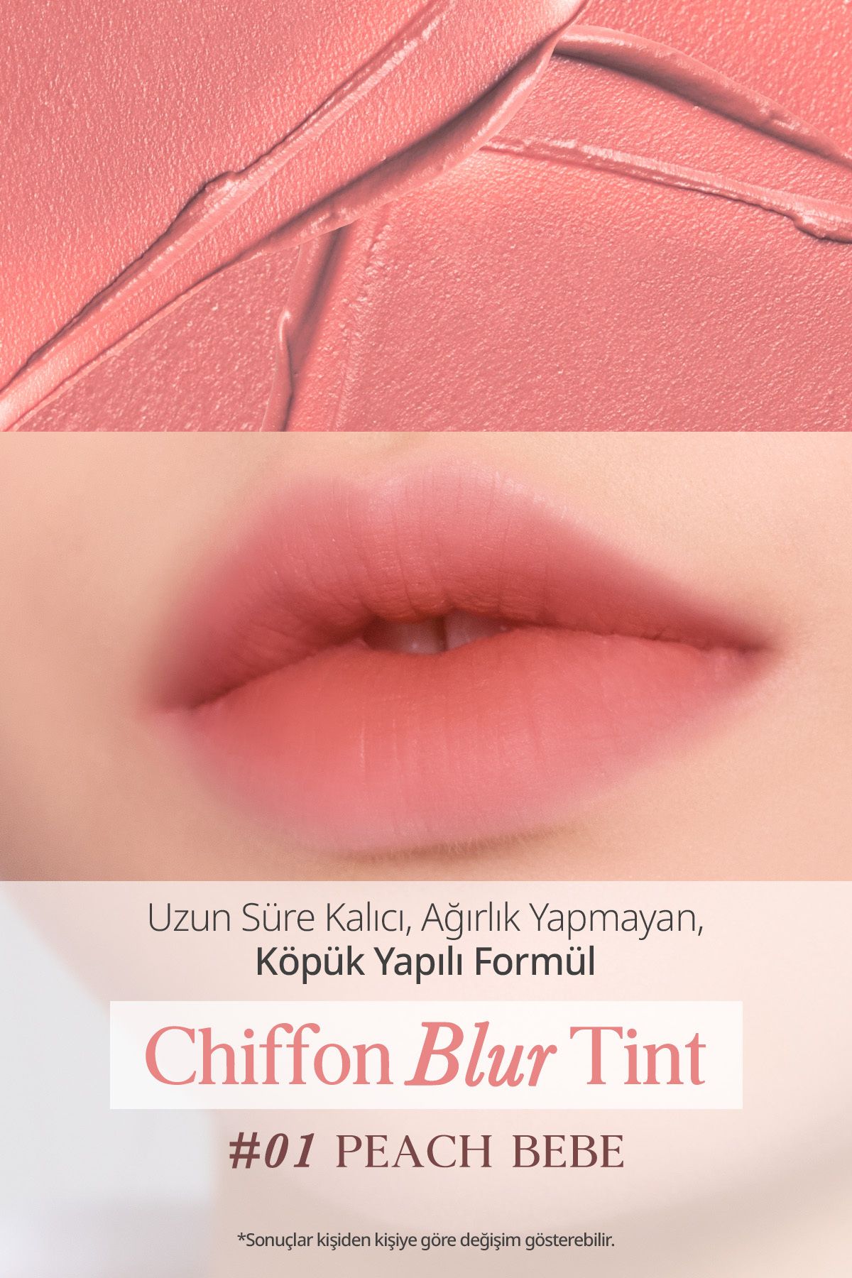 CLIO-CLIO Chiffon Blur Tint - مظهر طبيعي، ناعم ومخملي (01 Peach Bebe) 2