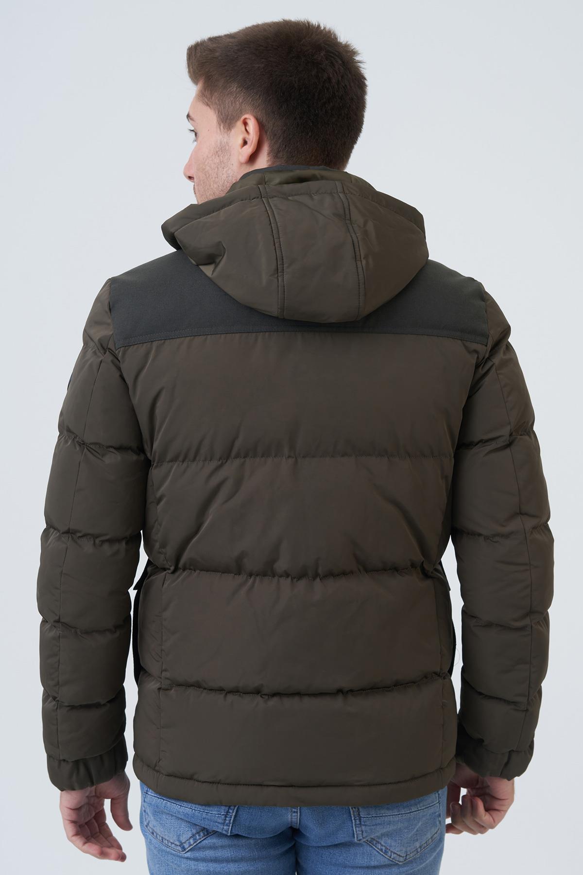 White Stone  San Antonio 58167 Slim Fit Kapüşonlu Kaban Haki - Görsel 6