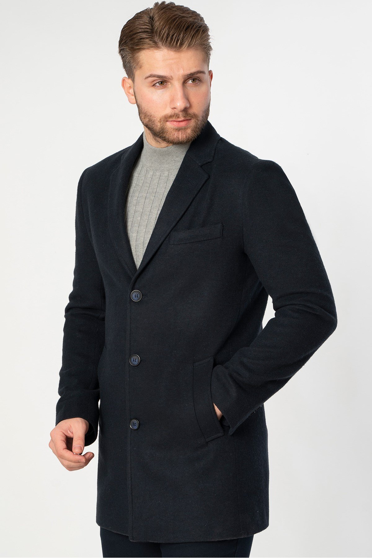 White Stone  Abrantes Slim Fit 1754 Pamuklu Palto Laci - Görsel 3