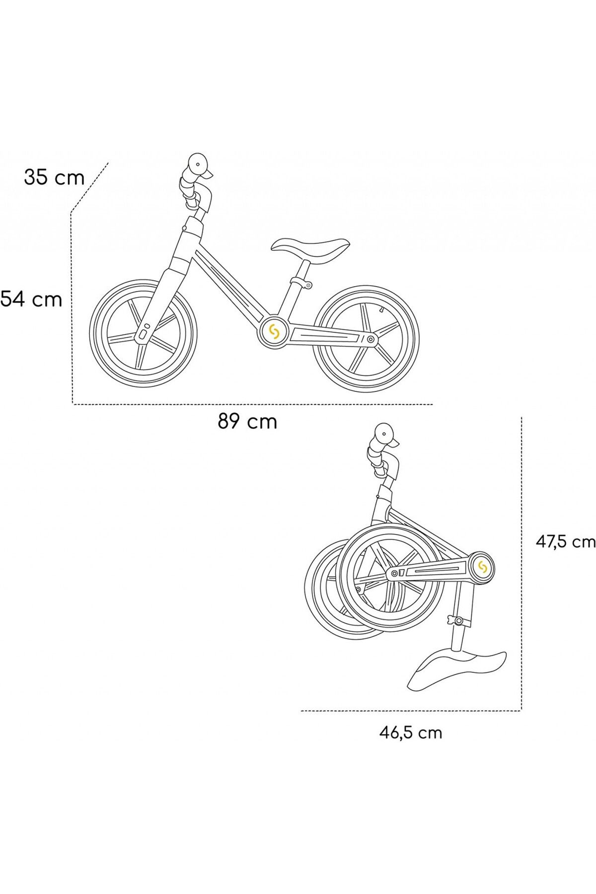 OEM-Bicicleta pliabila fara pedale Skiddou Ronny, Galben 2