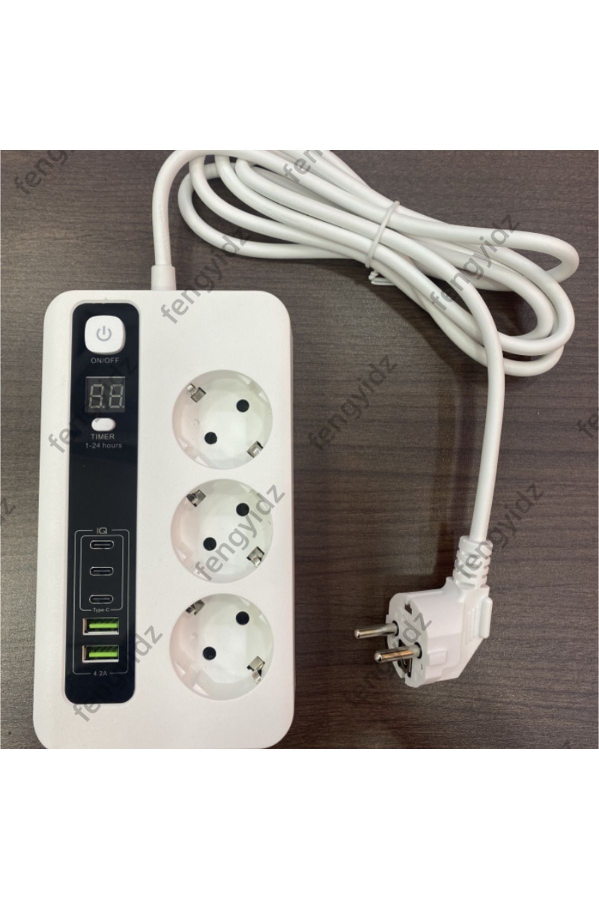Choice-Timed Socket Multi-Socket Adapter 3 Way Sockets Ports Power Strip with  2 m Extension Cable EU So... 3