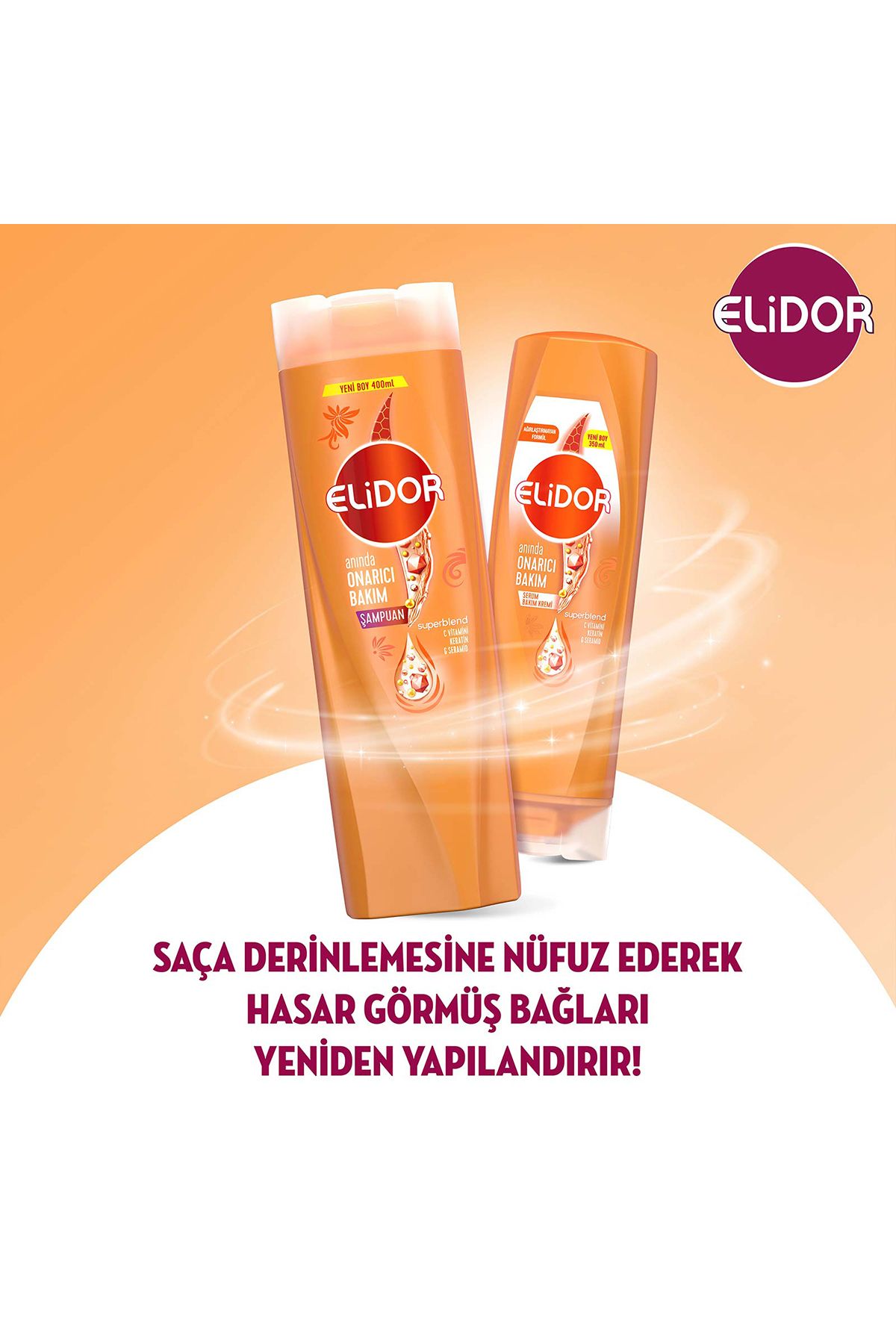 Elidor Superblend Saç Bakım Şampuanı Anında Onarıcı Bakım 400 ml X3-8