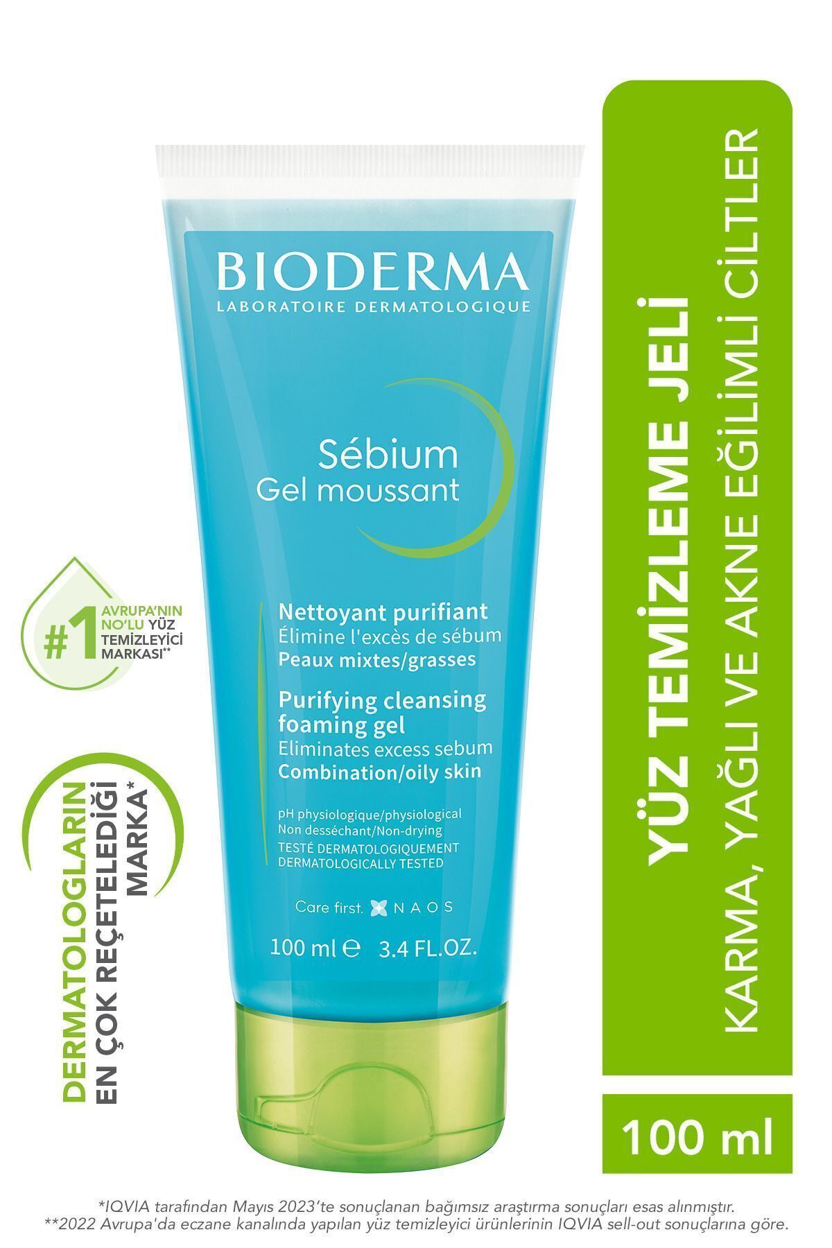 Bioderma Sebium Foaming Gel Karma, Yağlı ve Akneye Eğilimli Ciltler için Yüz Temizleme Jeli 100 ml