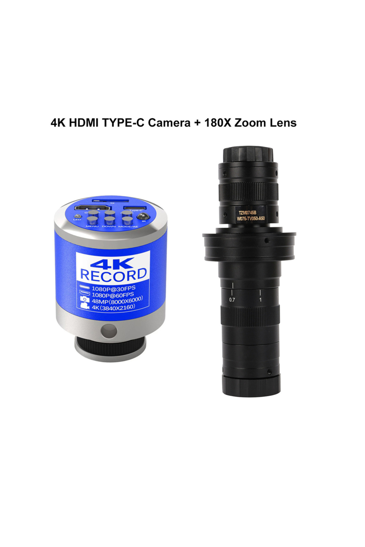 KUAIQU-4K 48MP HDMI Type-C Microscope Camera 1/2.8 Inch Sony Sensor Video Camera 180X 150X Zoom C Lens T... 1