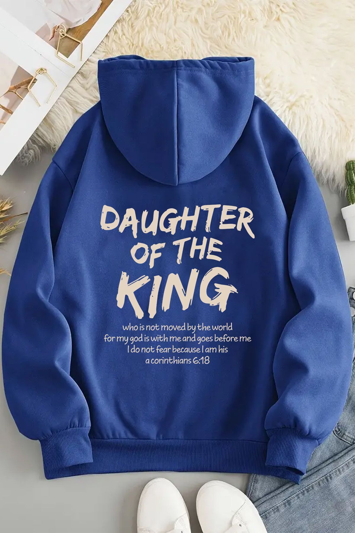 Moda Glo Daughter Of The King Baskılı Oversize Sweatshirt