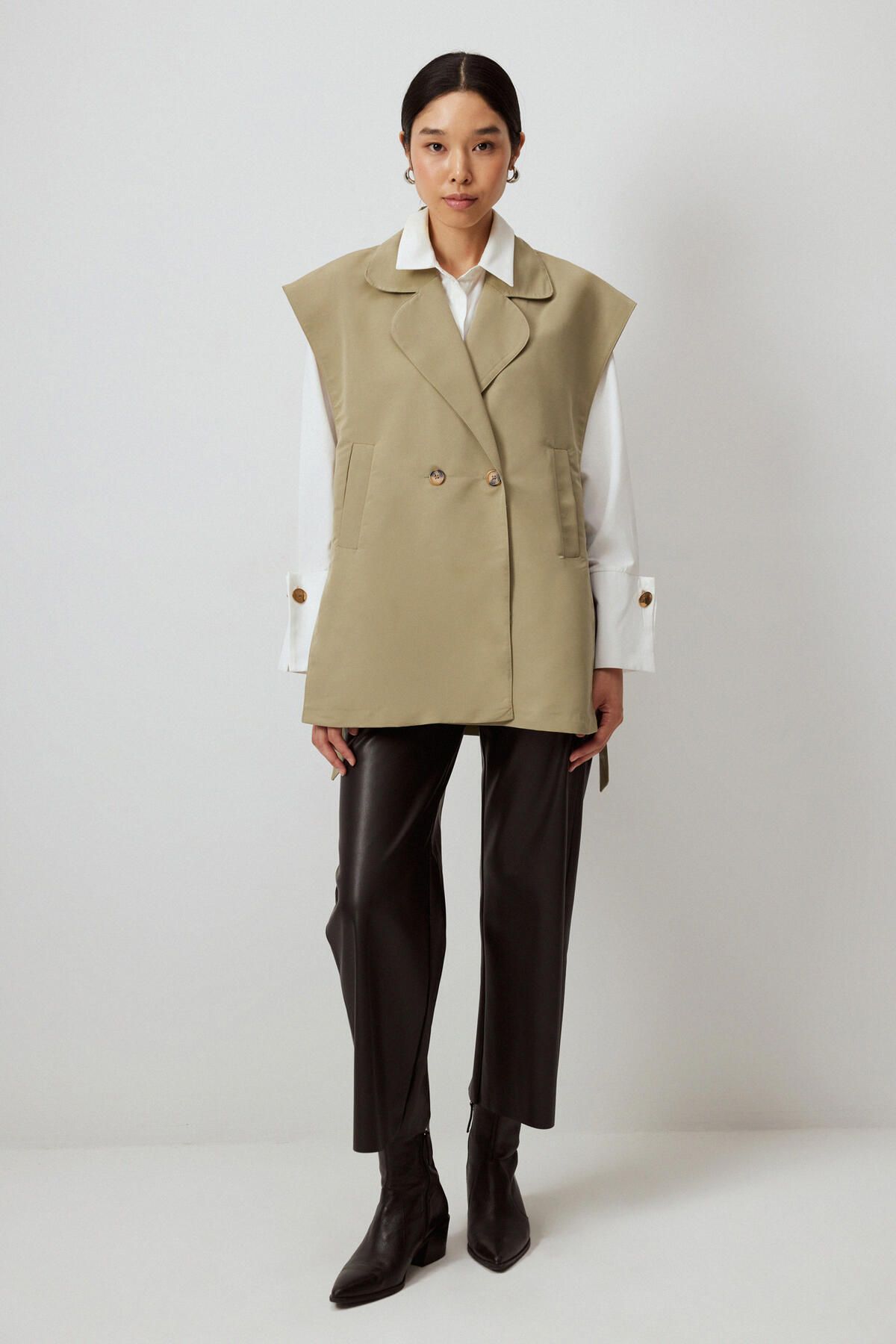 Touché Privé-Crossed Trench Vest with Birds 1