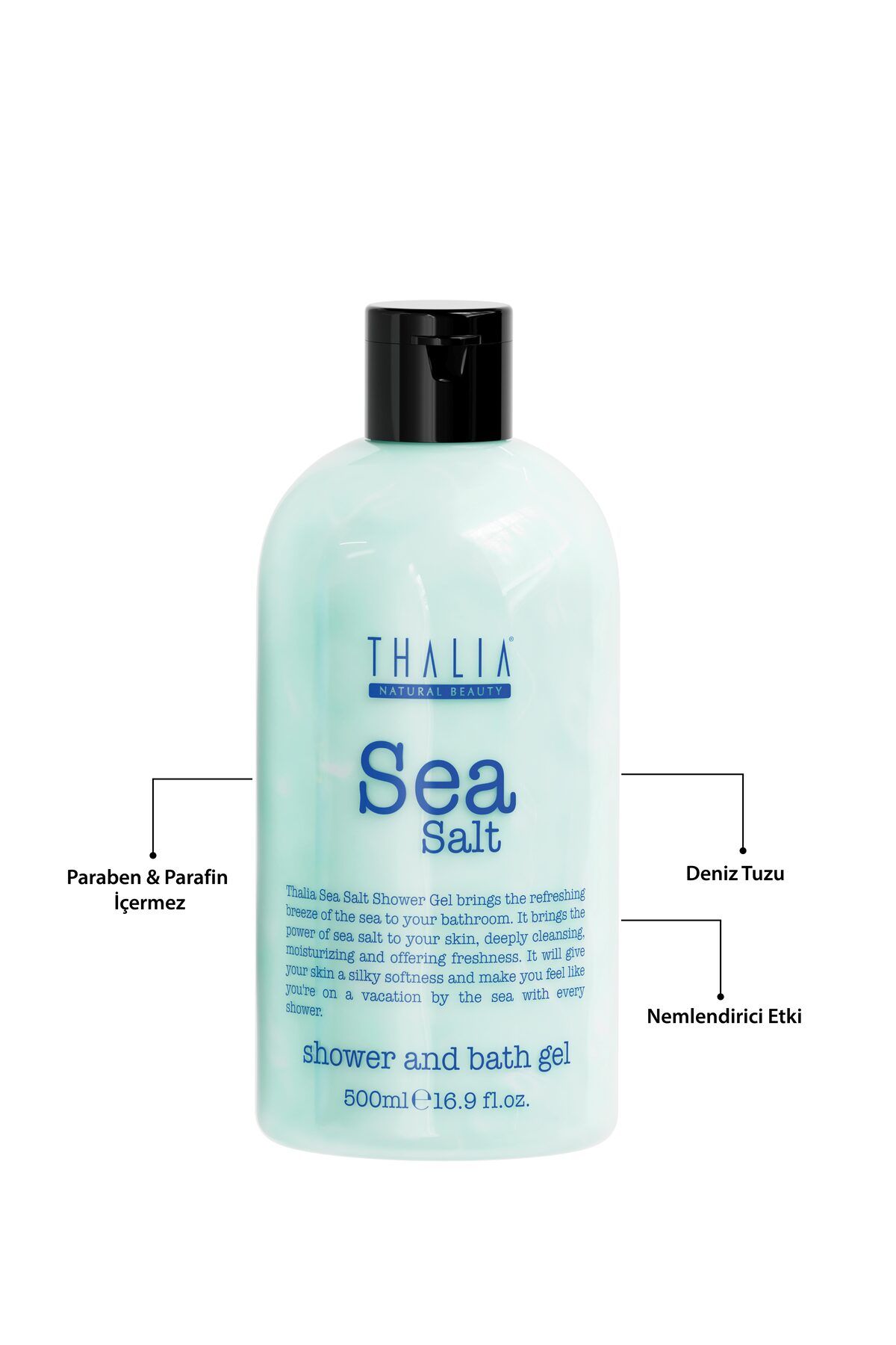 ژل دوش مرطوب کننده معطر با نمک دریا 500 میلی لیتر Thalia