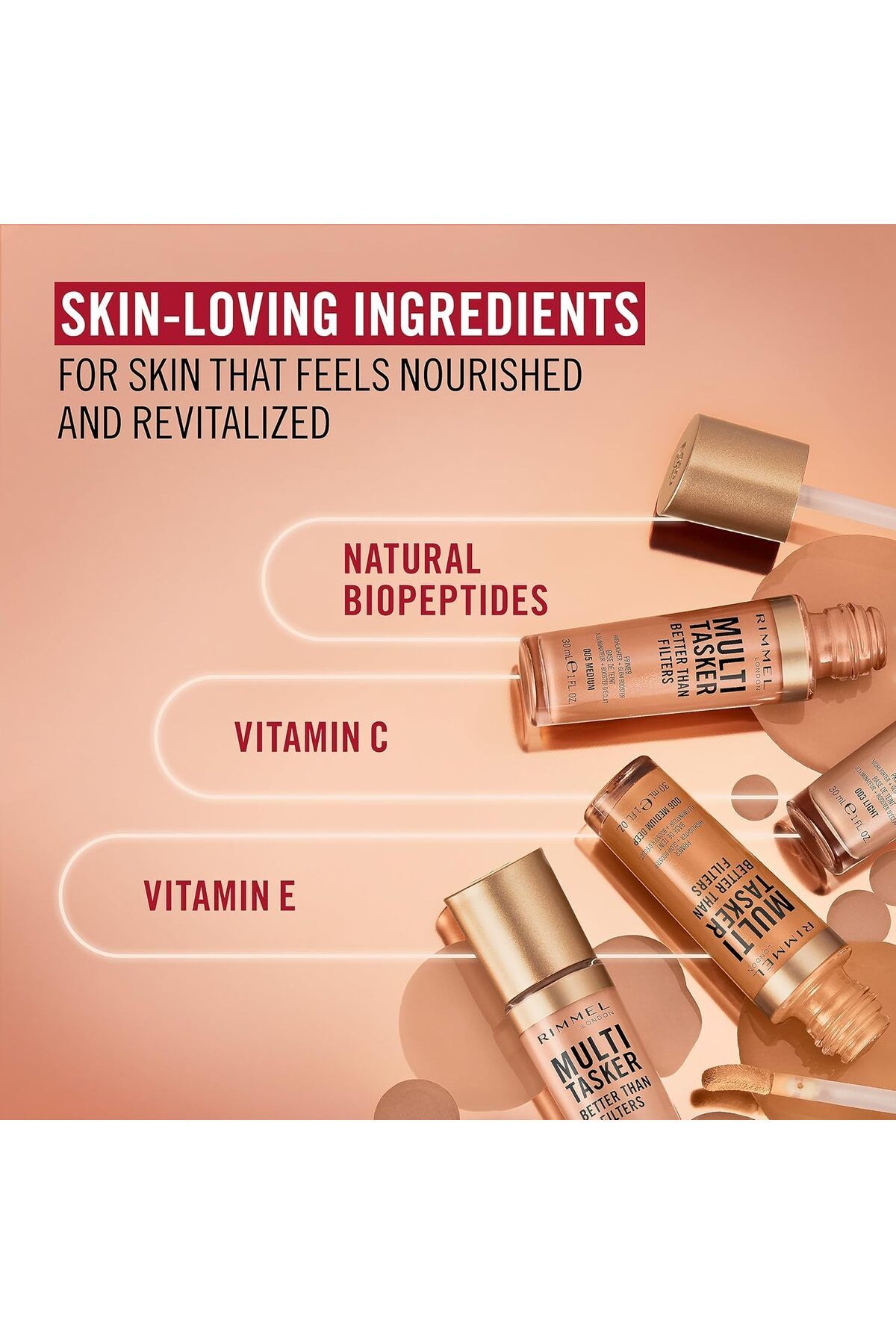 Rimmel-ريميل مولتي تاسكر بيتر ذان فيلترز، برايمر 3 في 1 للبشرة، معزز للتوهج، 001 - فاتح 7
