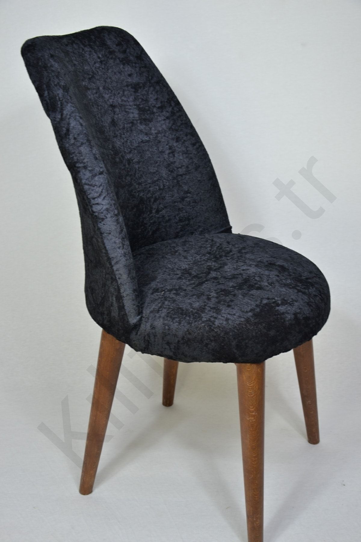 kılıfteks-Velvet Black Retro Oval Chair Cover 2