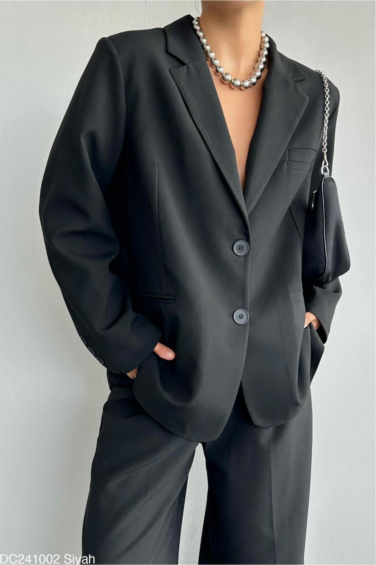 CADDELAMODA Kadın Maskülen Oversize Blazer Ceket görsel 2