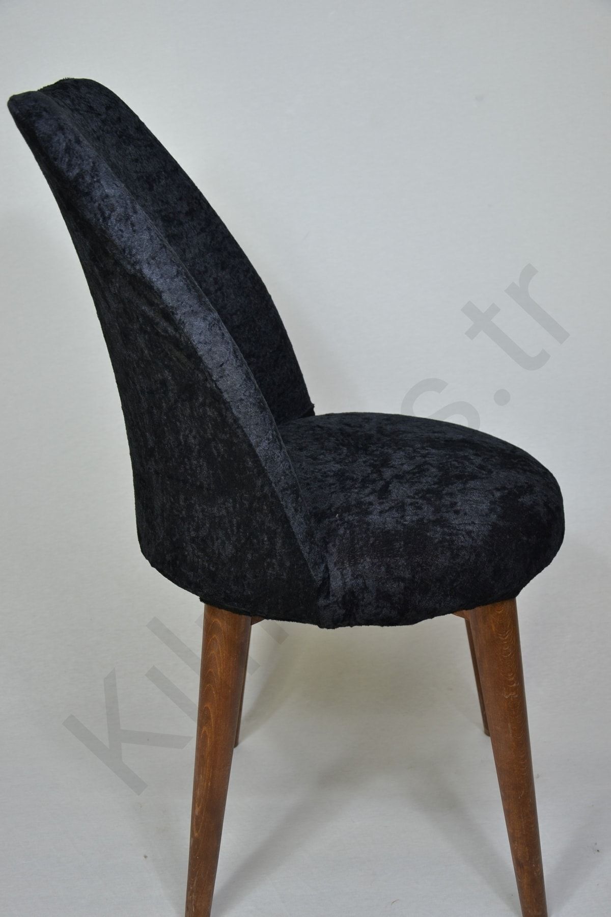 kılıfteks-Velvet Black Retro Oval Chair Cover 5