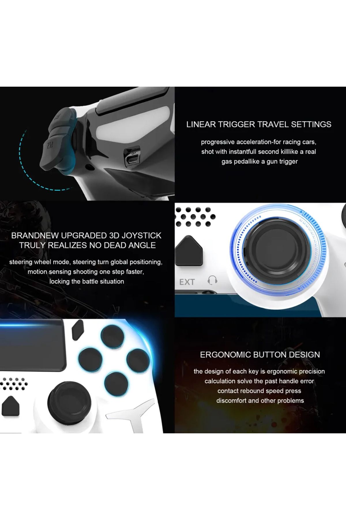 Choice-GAMINJA Wireless Gamepad 6-axis Gyroscope Dual Vibration With touch pad For PS4 PS3 Console Compu... 4