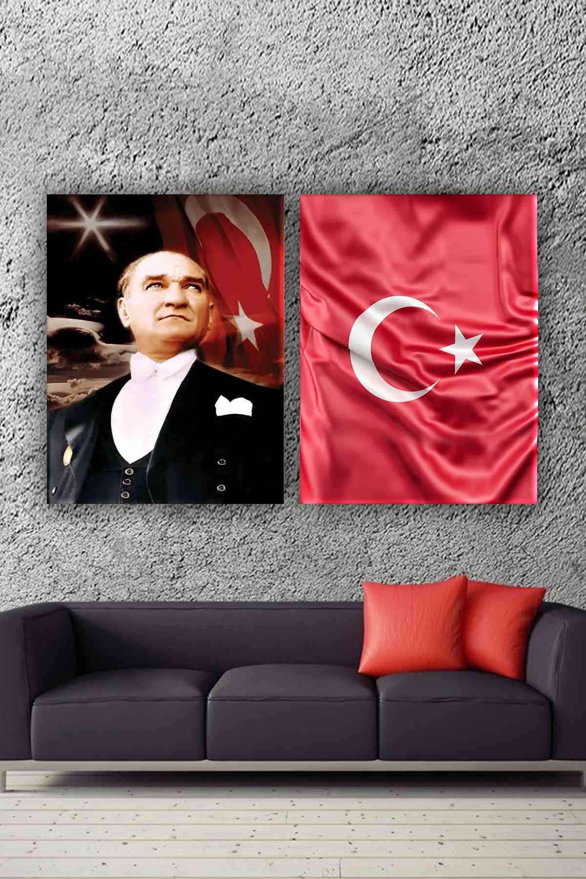 First Date ÇOK ŞIK ATATÜRK VE TÜRK BAYRAĞI İKİLİ TABLO