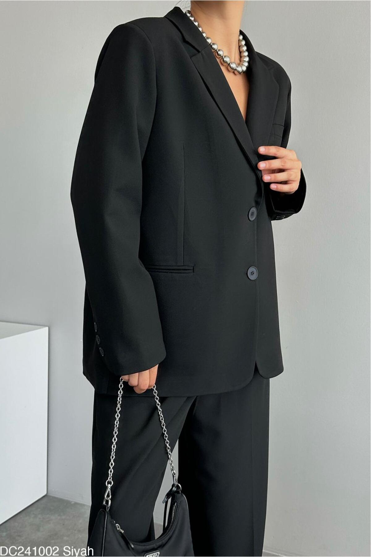CADDELAMODA Kadın Maskülen Oversize Blazer Ceket görsel 3