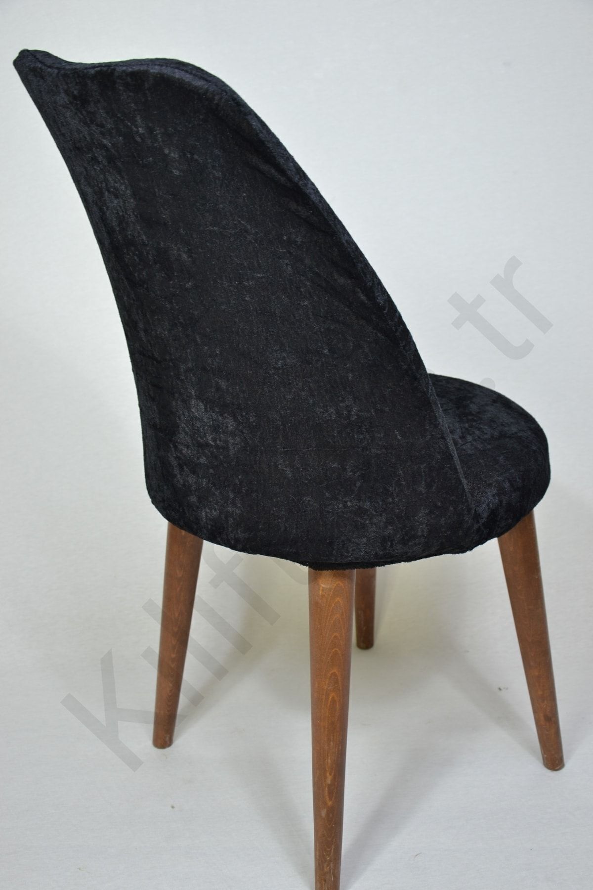 kılıfteks-Velvet Black Retro Oval Chair Cover 4