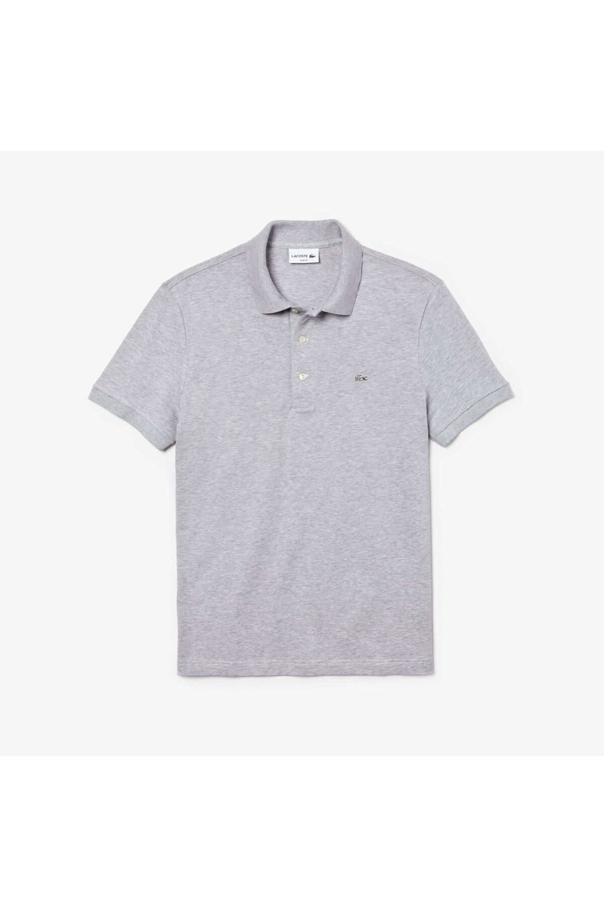 تی شرت یقه پولو خاکستری مردانه چوگان باریک مناسب Lacoste