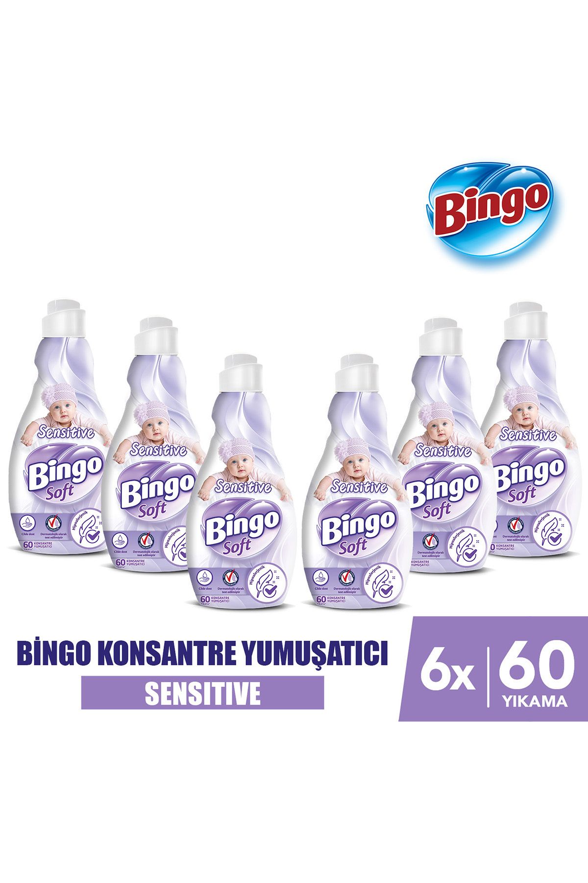 Bingo Soft Konsantre Çamaşır Yumuşatıcısı Sensitive 1440 ml X 6 Adet