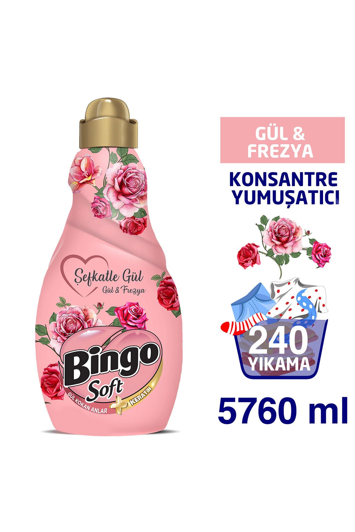 Bingo Konsantre Yumuşatıcı 1440 ml Şefkatle Gül 4'lü Ekonomi Paketi