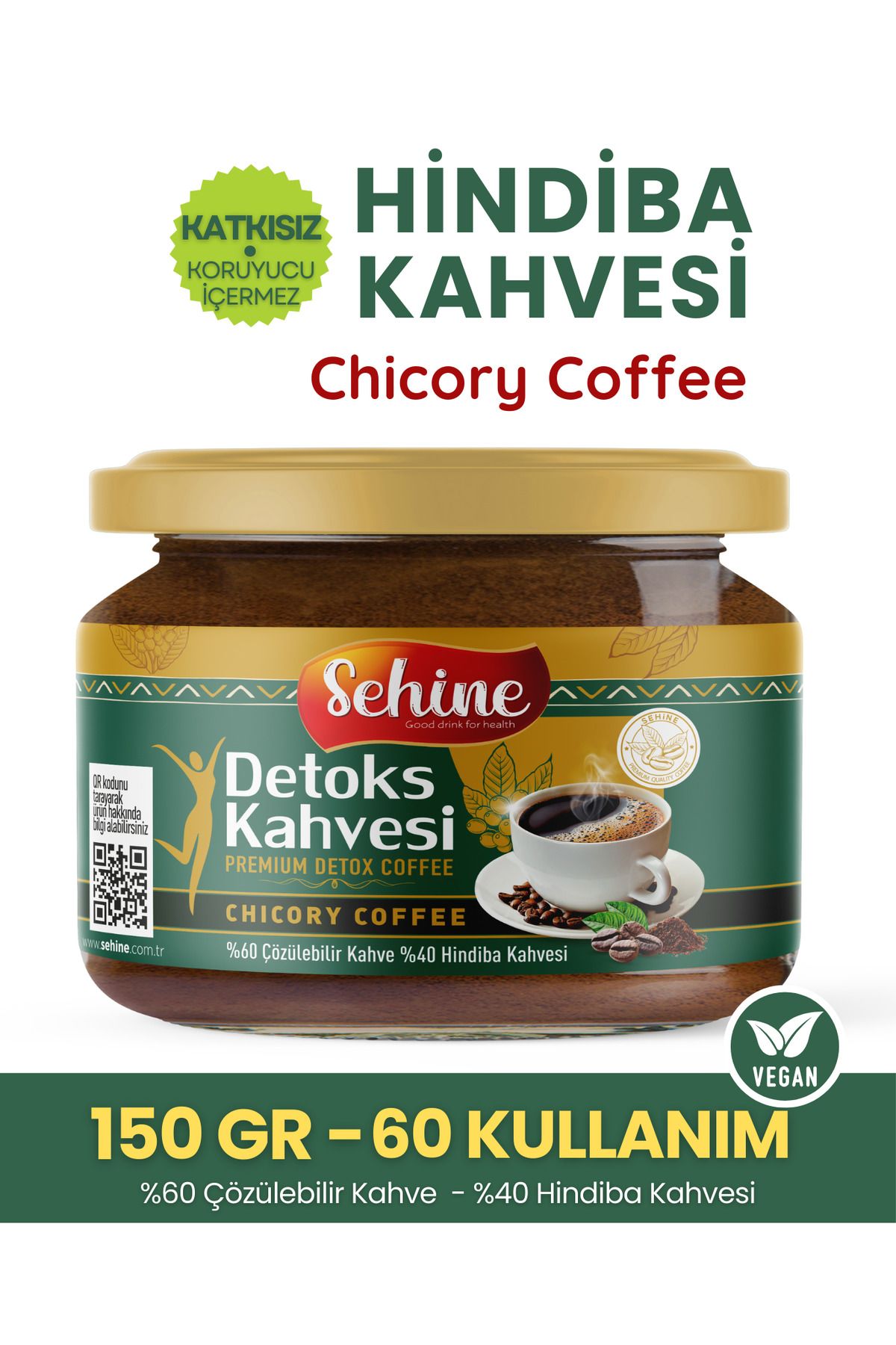 Sehine Detox Hindiba Kahvesi, Zayıflama, Kilo Vermeye Yardımcı, Diyet Form Kahve (60 KULLANIM) 150gr