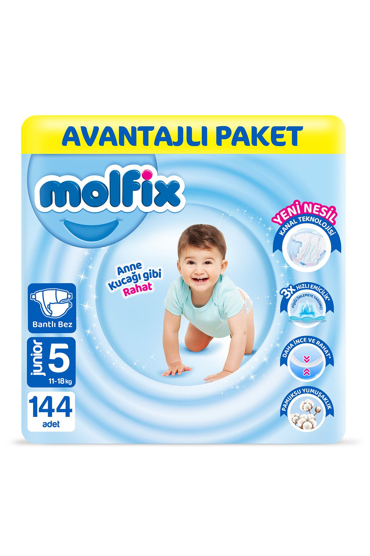 Molfix Bebek Bezi 5 Beden Junior Avantajlı Paket 144 Adet