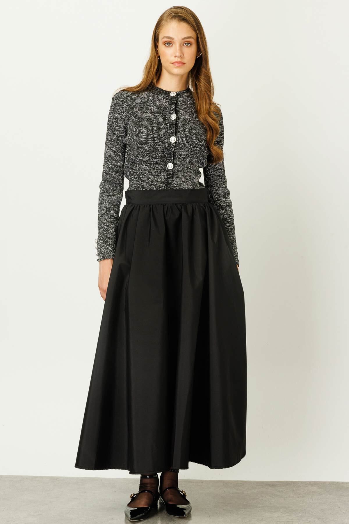 Hooopstore-Black Parachute Fabric Balloon Skirt 1