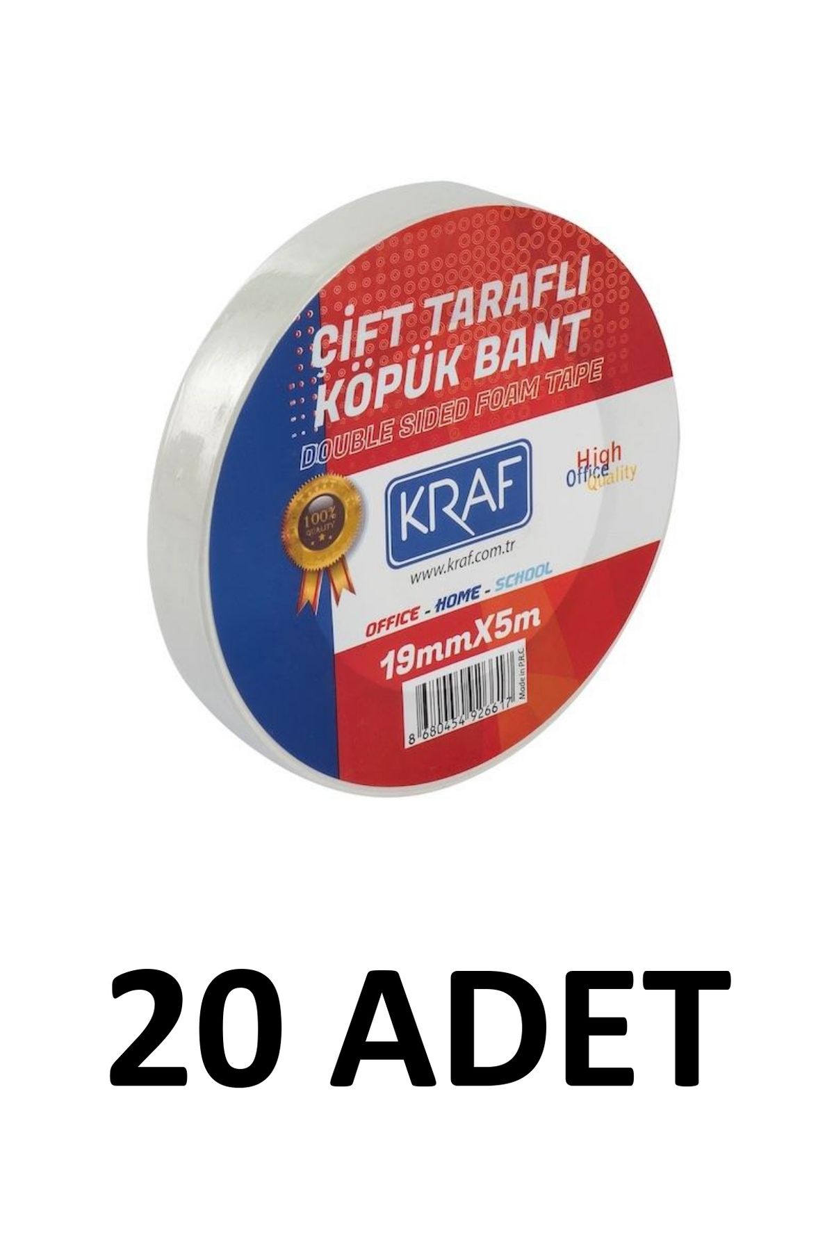 KRAF 20 Bucăți 19 Mm X 5 Metri Bandă De Spumă Cu Două Fețe - One Size
