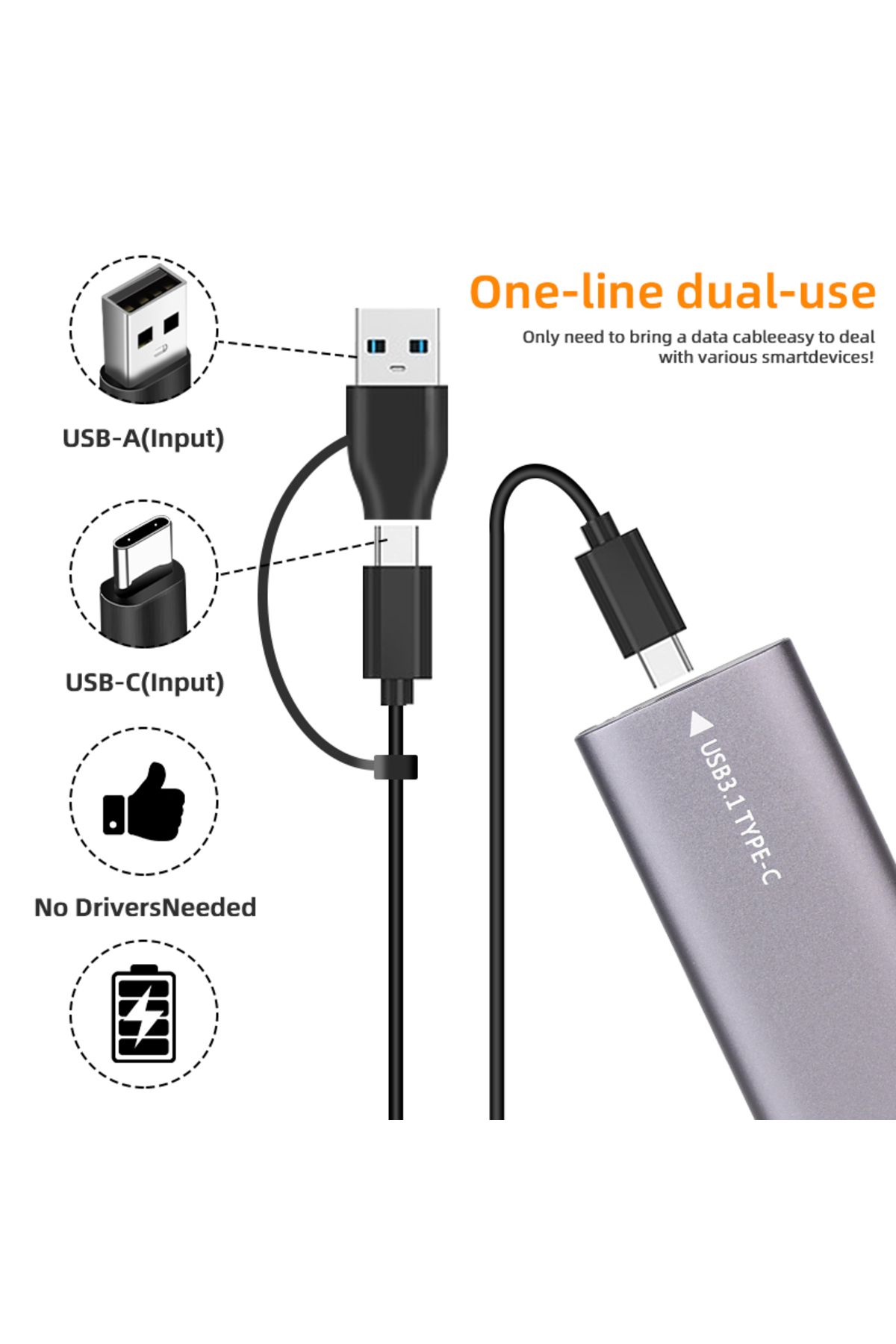MayAug-M2 NVMe SSD Case 10Gbps HDD Box M.2 NVME NGFF To USB 3.1 External SSD Enclosure Type-A to Type-C ... 5