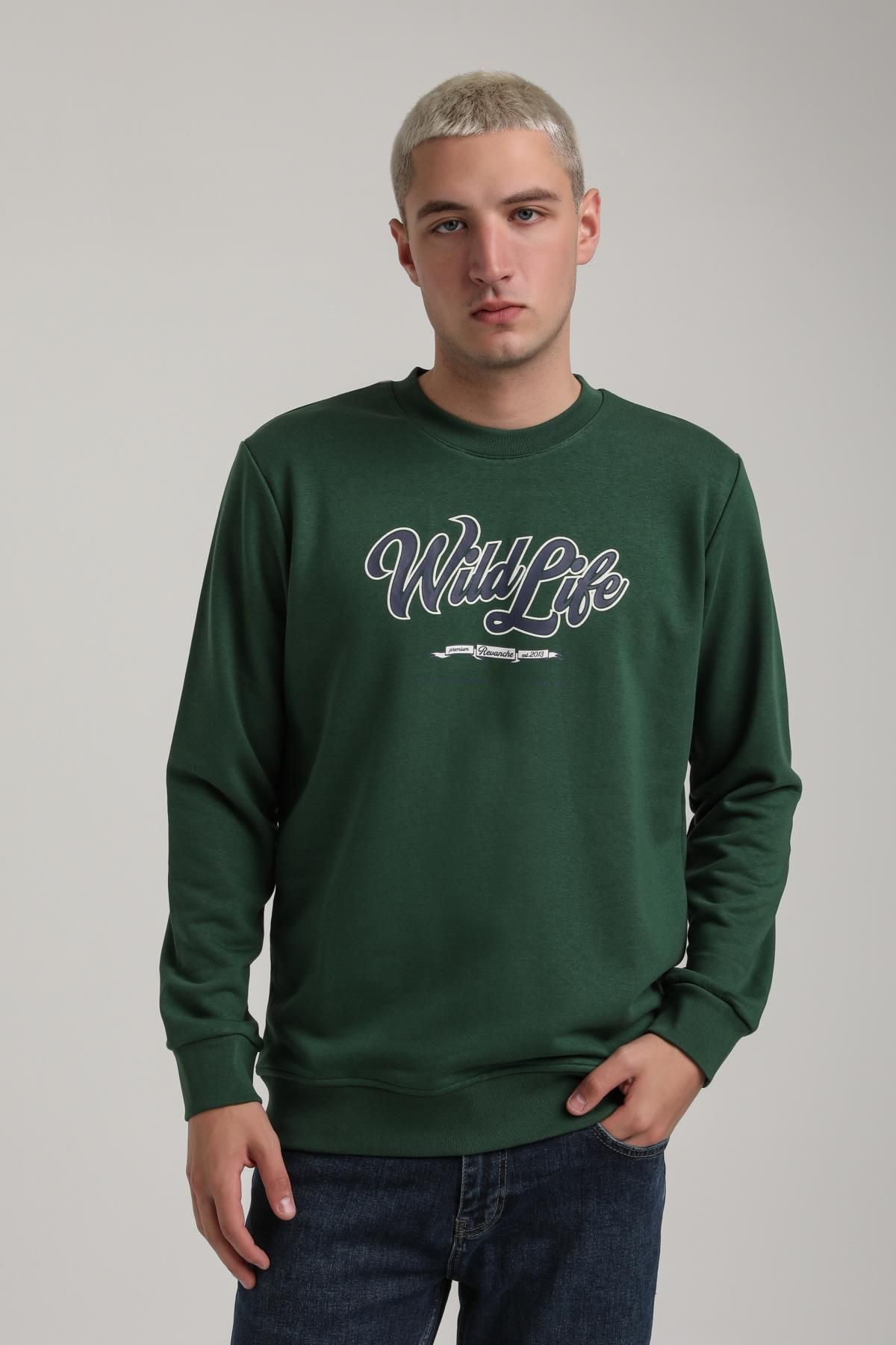 NEW WORLD POLO-Crew Neck Green Slim Fit Sweatshirt 24Fwm60195 7