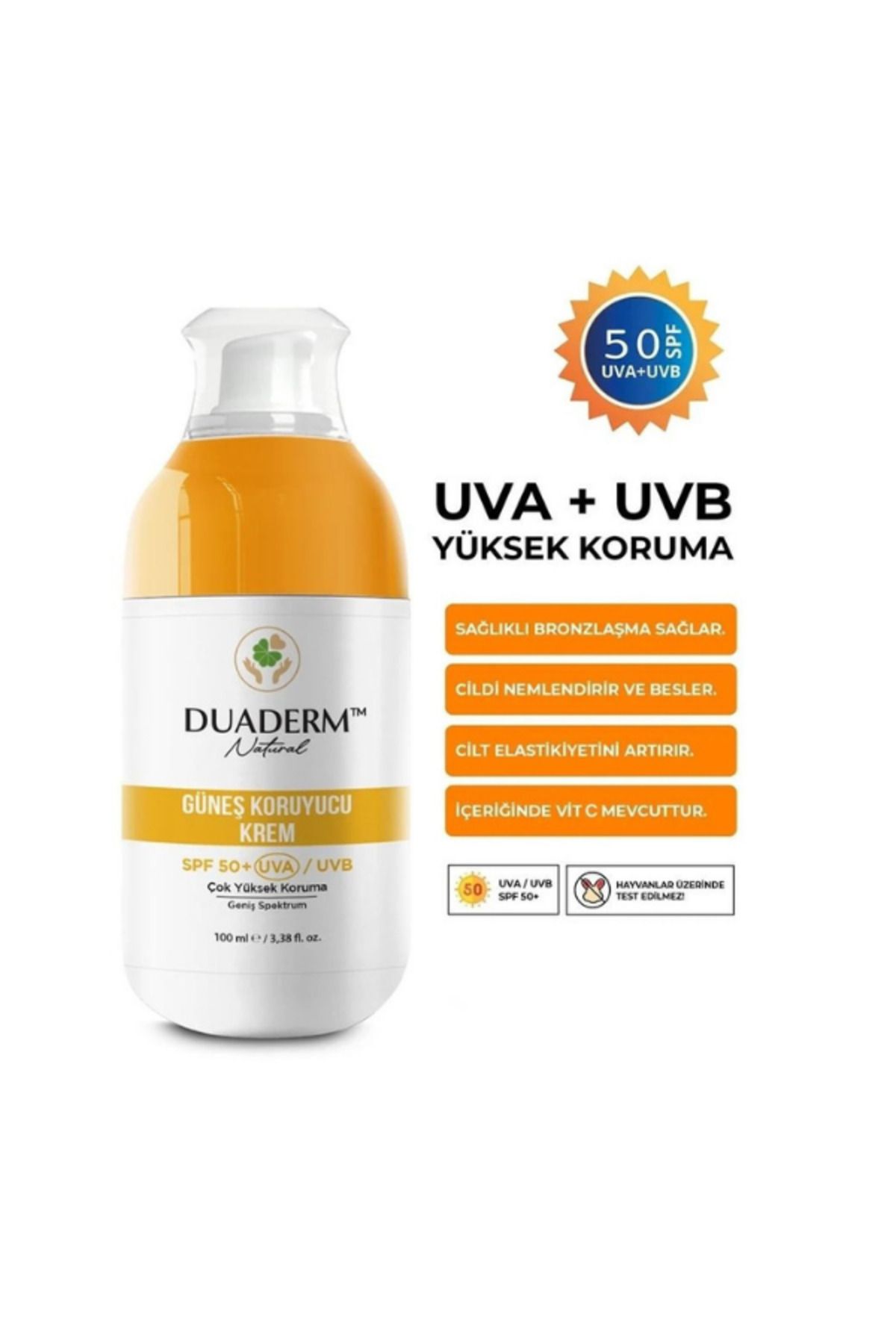 Duaderm Filtreli C Vitaminli Yeni Yüz ve Vücut Güneş Kremi SPF50+ 100ml Vegan Cosmetologist