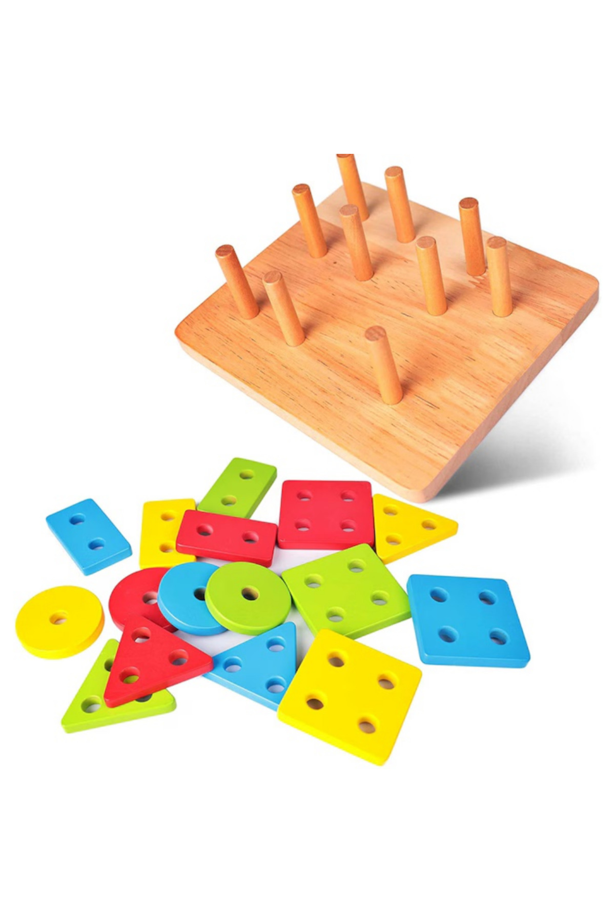 مجموعه ۴ عدد پریز چوبی با اشکال هندسی