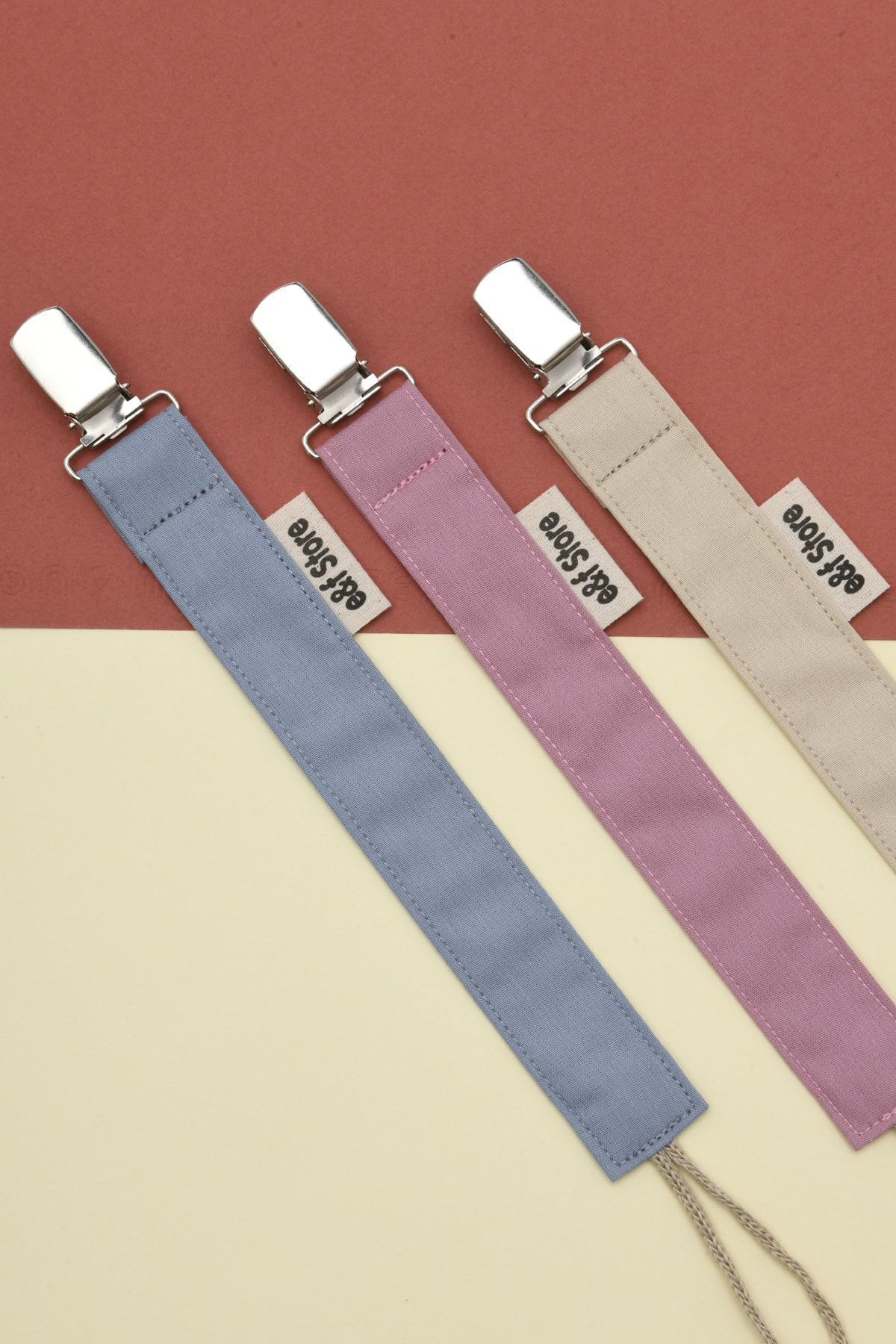 e&f Store Sertifikalı Pamuklu Emzik Askısı - Açık Indigo Mavi - Bebek Emzik Zinciri fotoğrafı 4 (önizleme)