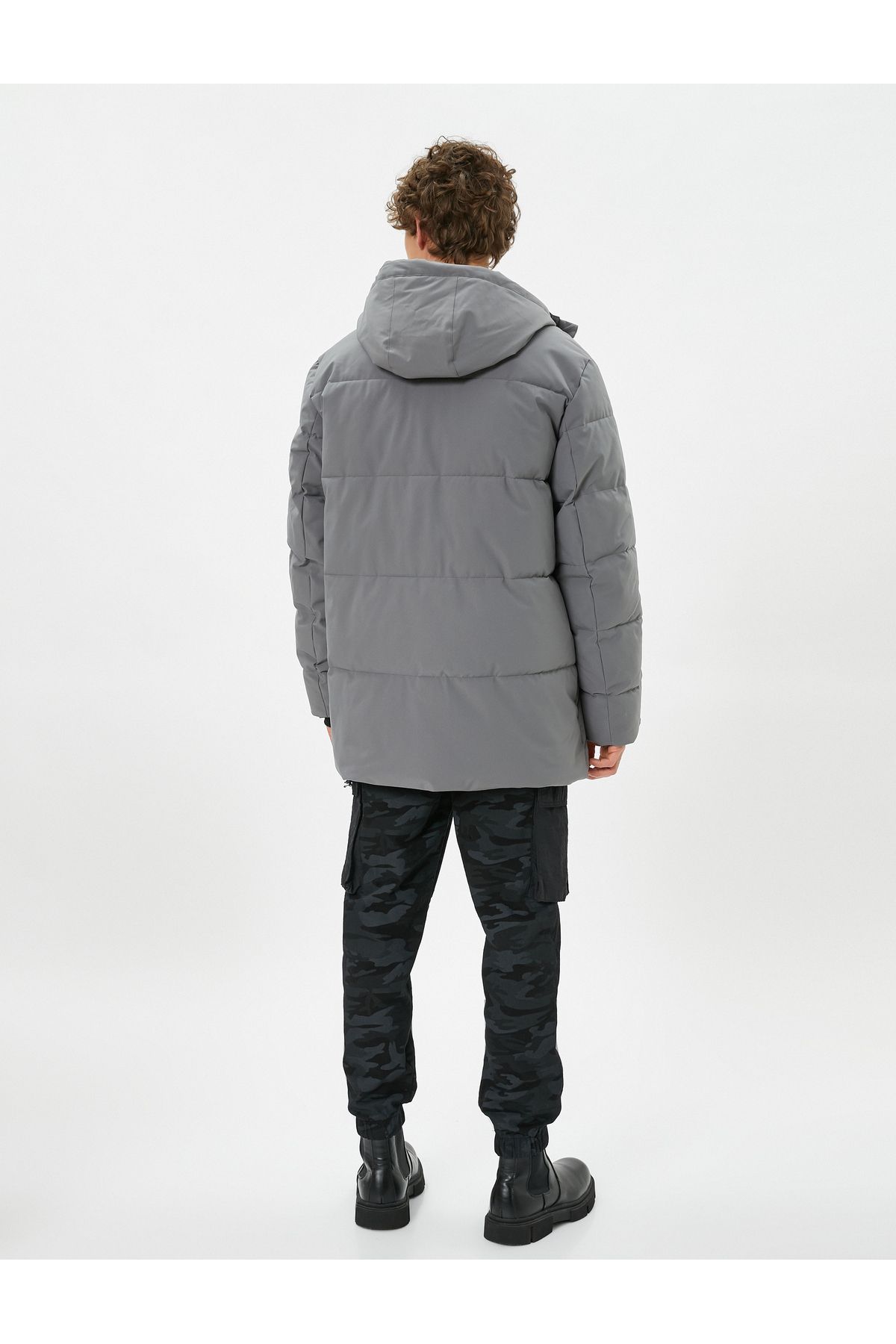 Koton-Hooded Puffer Jacket with Zipper and Pocket Detail and Snap Buttons 4