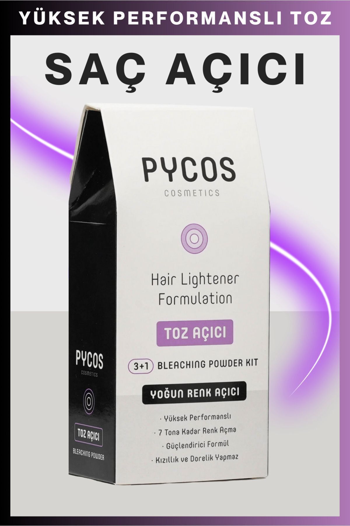 PYCOS COSMETICS Saç Açıcı,renk Açıcı,toz, Açıcı, Oksidan Saç Rengi Açma Seti, Toz Oryal 1 Adet