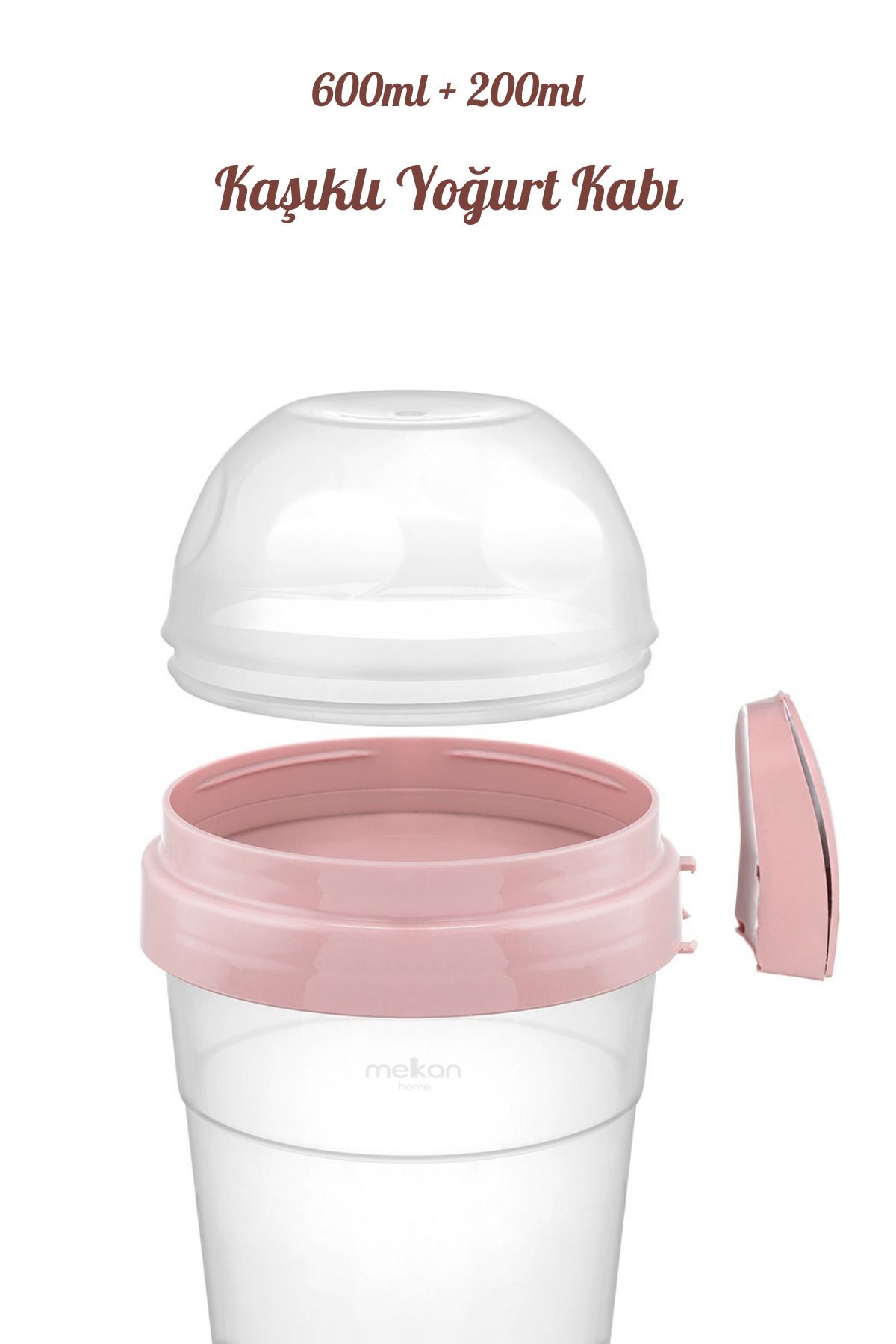 Melkan Home-Portable Yogurt Container with Spoon - 600 ml + 200 ml Storage Container - Practical Portable Nutrition Container 3