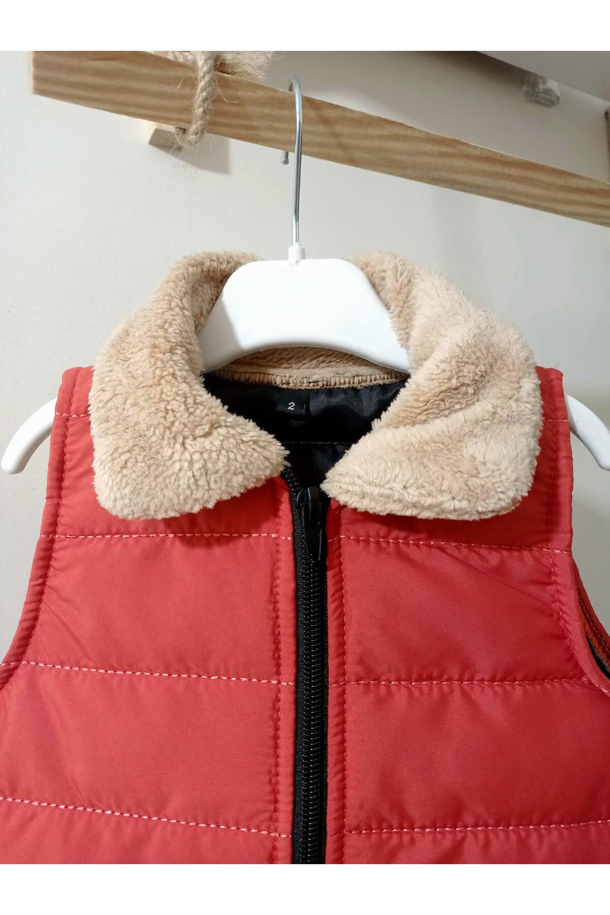 krm kerem bebe-Children's Inflatable Vest with Fur Collar Detail 2