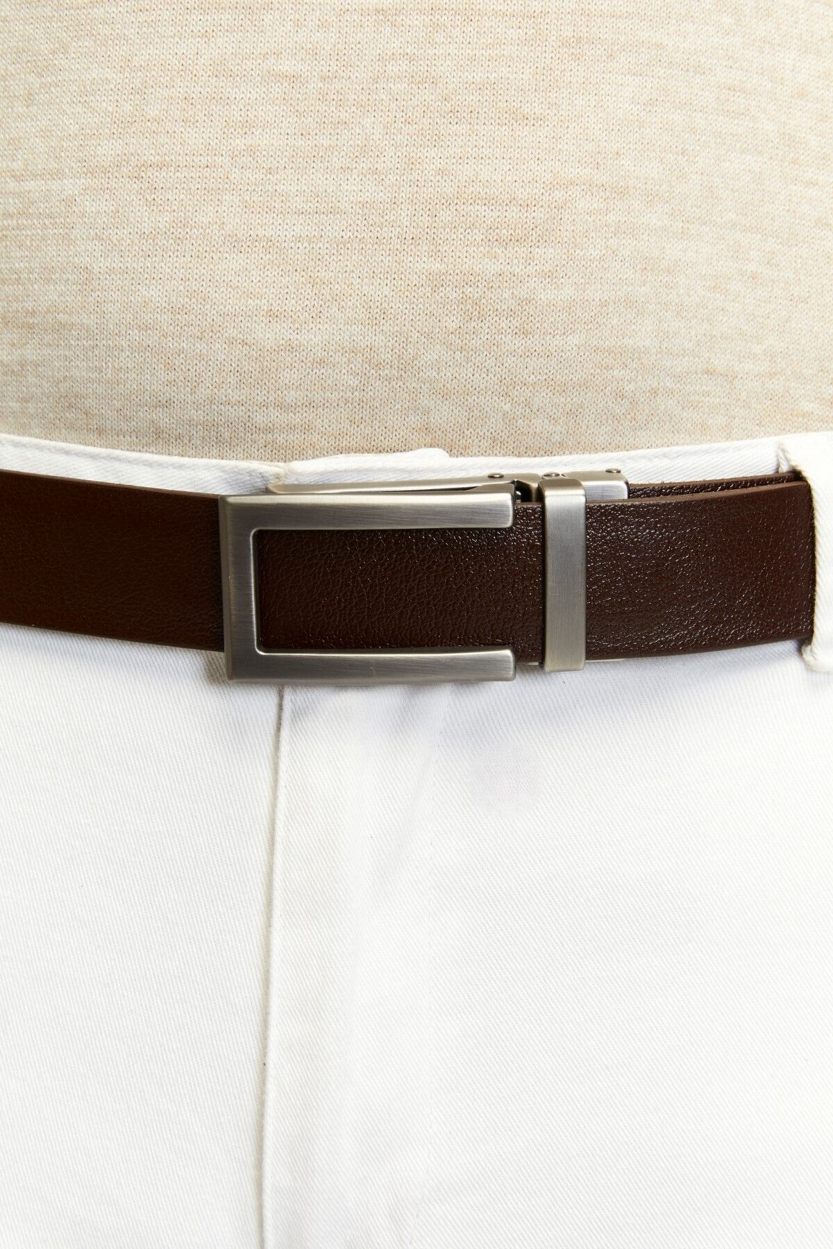 derikem-100% Genuine Buffalo Leather Classic Men's Belt with Automatic Buckle Without Holes 2