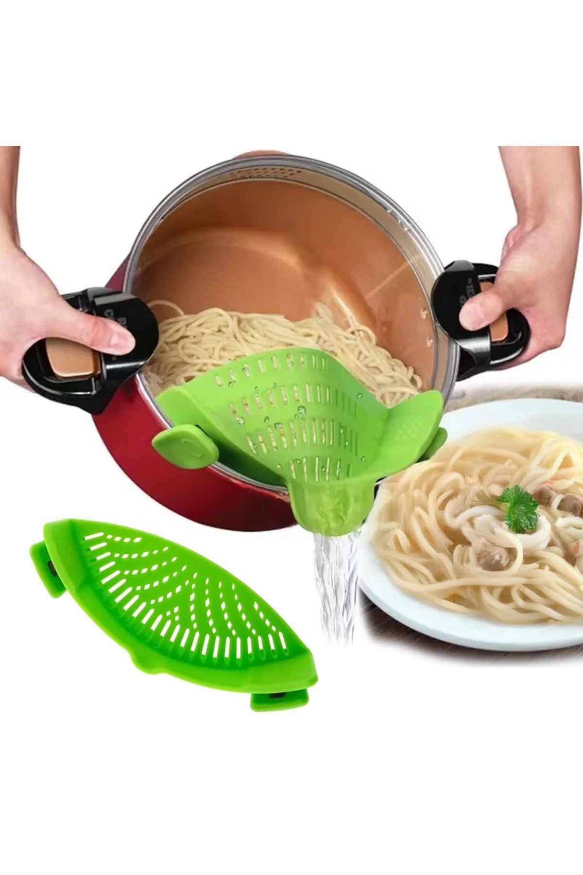 Mu Art Klipsli Silikon Tencere Makarna Noodle Süzgeci Çok Amaçli (4767)