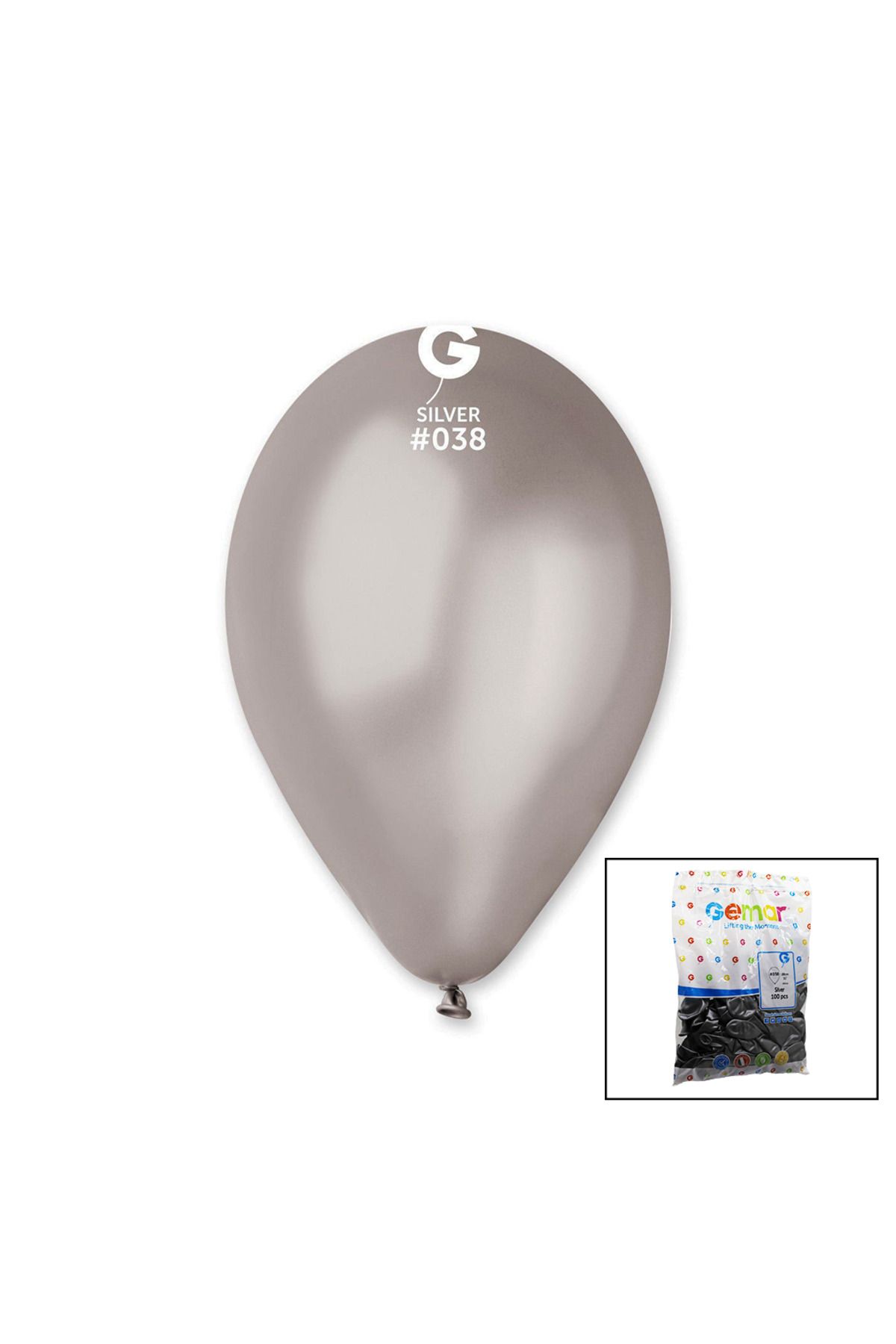 ZORROKİN GM-110-38 METALİK - GÜMÜŞ BALON 11&apos;&apos; - 28CM - 100 PARÇA (4767 - ECK7219-5220