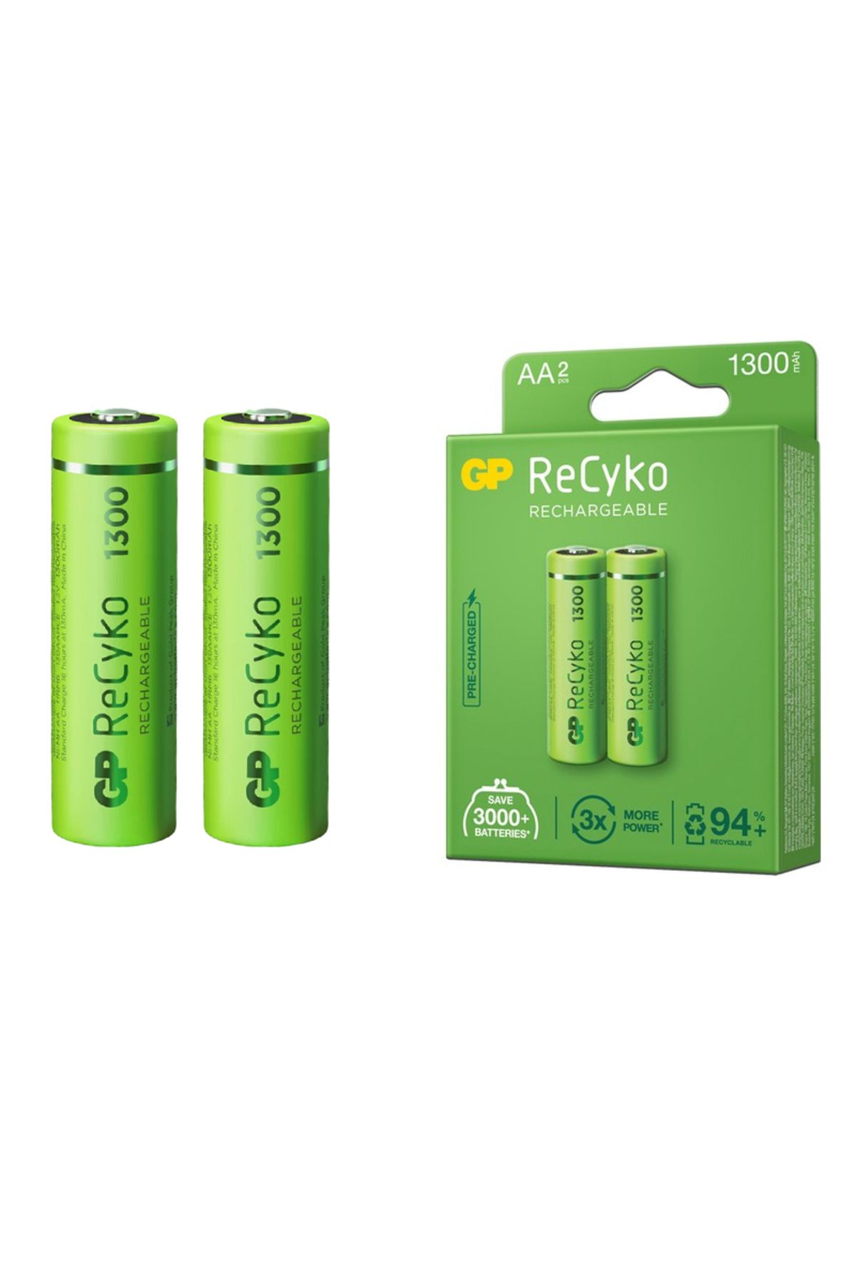 feifei GP RECYKO 1300 MAH R6 AA ŞARJLI 2Lİ KALEM PİL GP130AAHCE-2EB2 (GPRHC132E000) (476 - AYS4153-4805