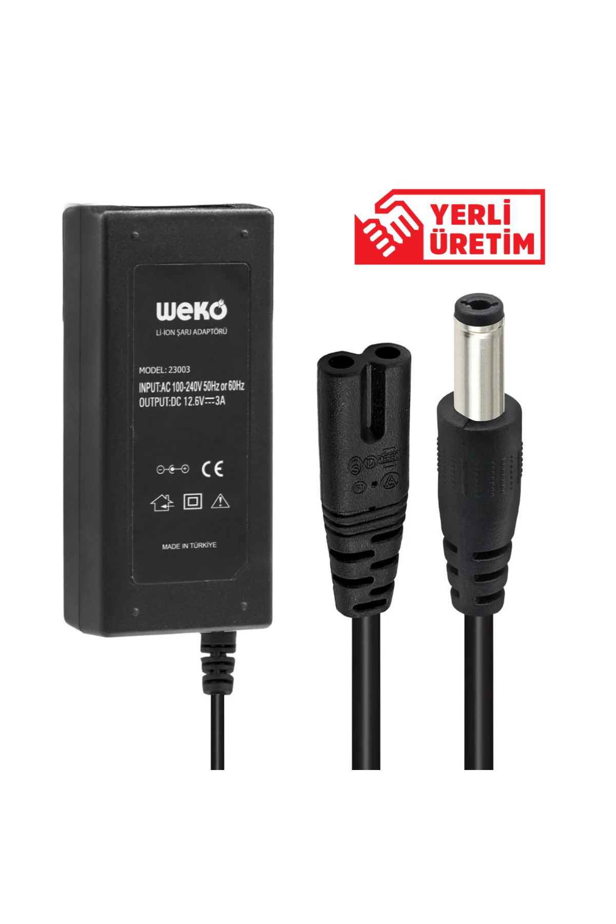 feifei 12.6 VOLT - 3 AMPER 5.5*2.5 UÇLU YERLİ ÜRETİM LI-ION BATARYA ŞARJ ADAPTÖRÜ (O - AYS9293-6056