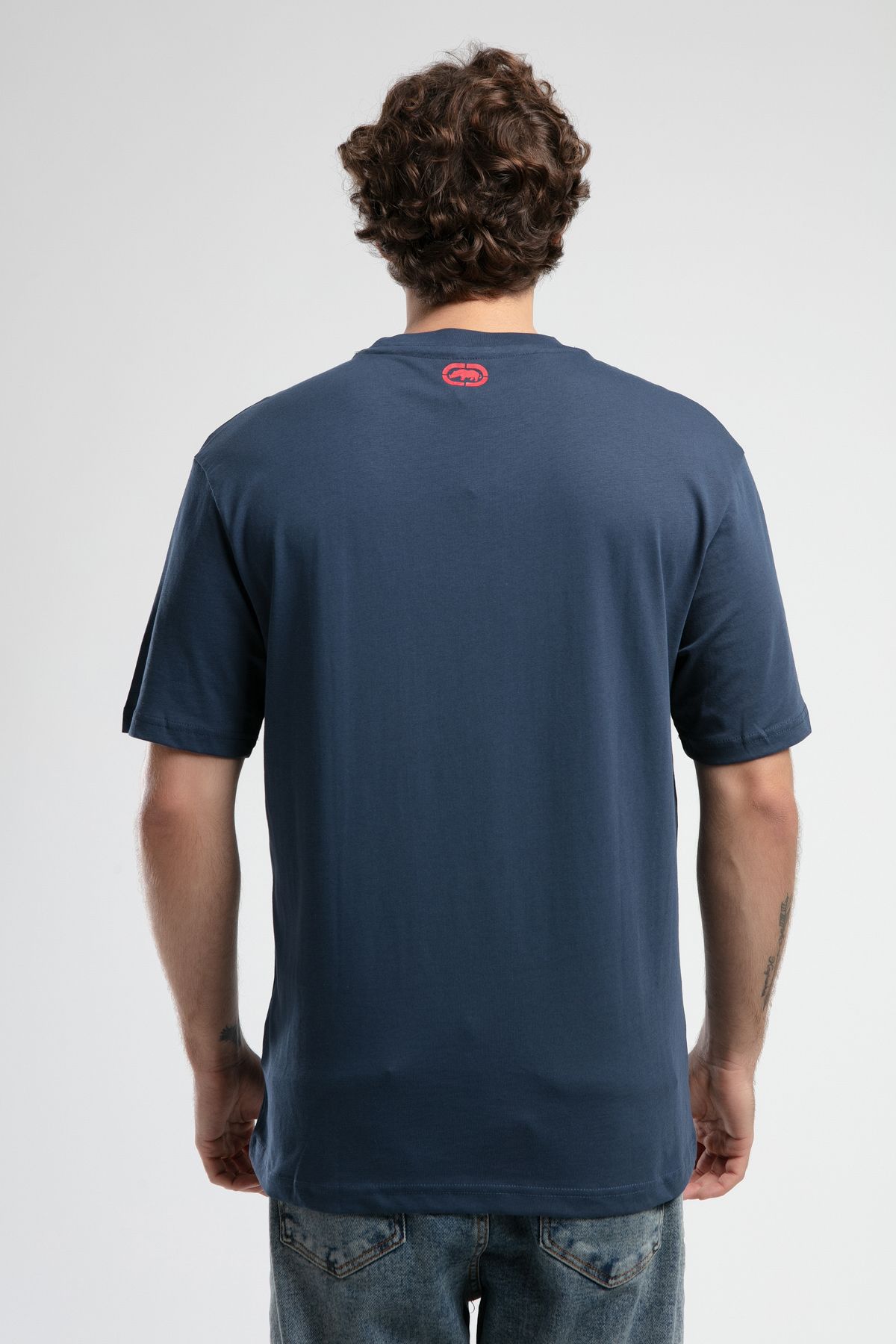 ECKO UNLTD-Oversize pánske tričko Oculus Navy Blue Crew Neck s potlačou 3