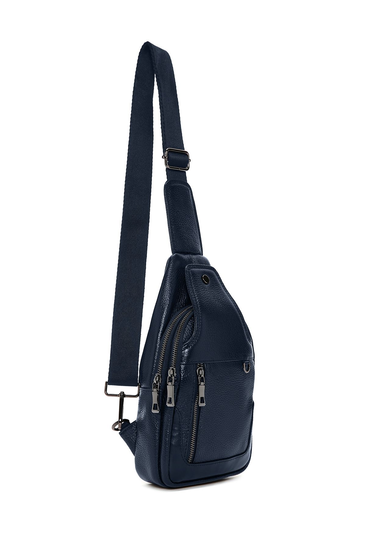 Derimod-Navy Blue Men's Leather Crossbody Bag - 23sbd3100ft 6