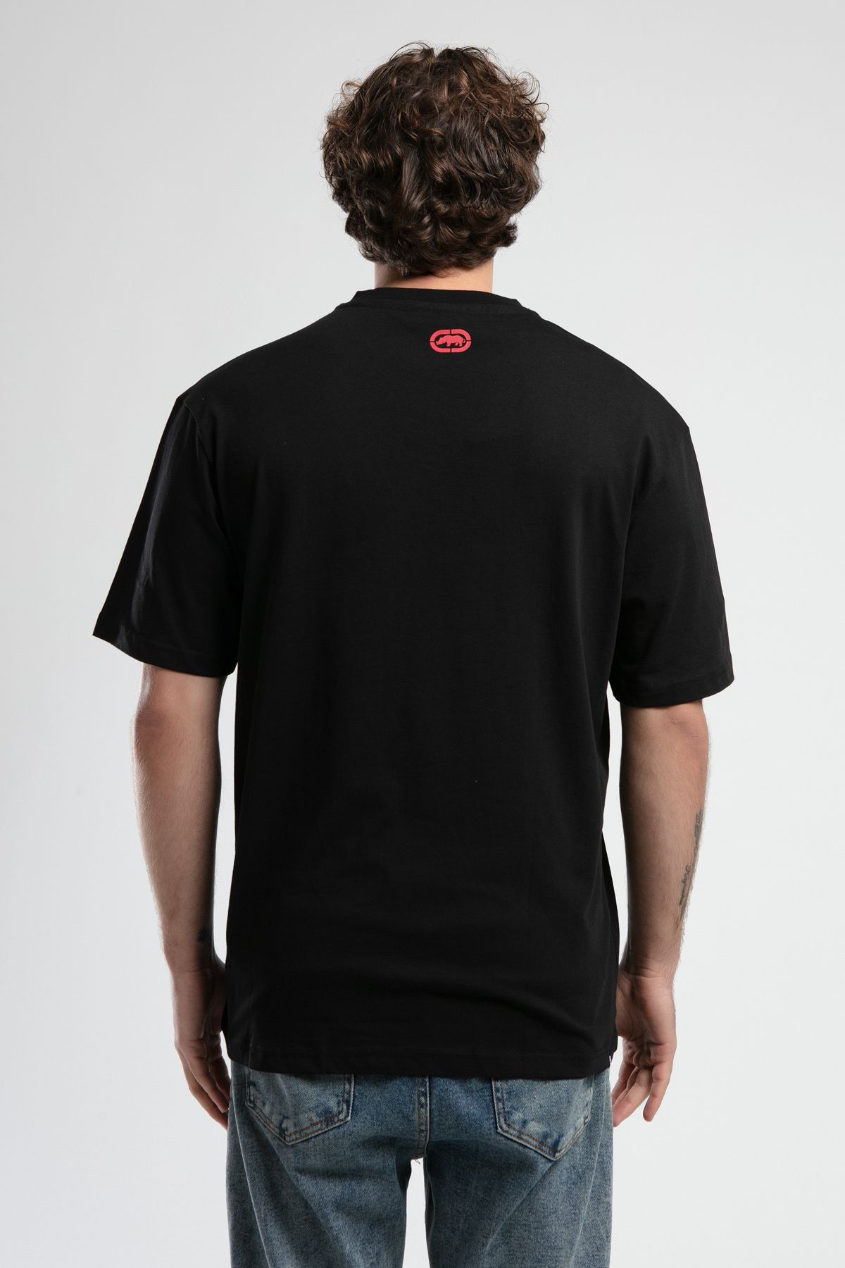 ECKO UNLTD-ALBANY Tricou pentru bărbați oversize cu imprimeu negru cu decolteu 5