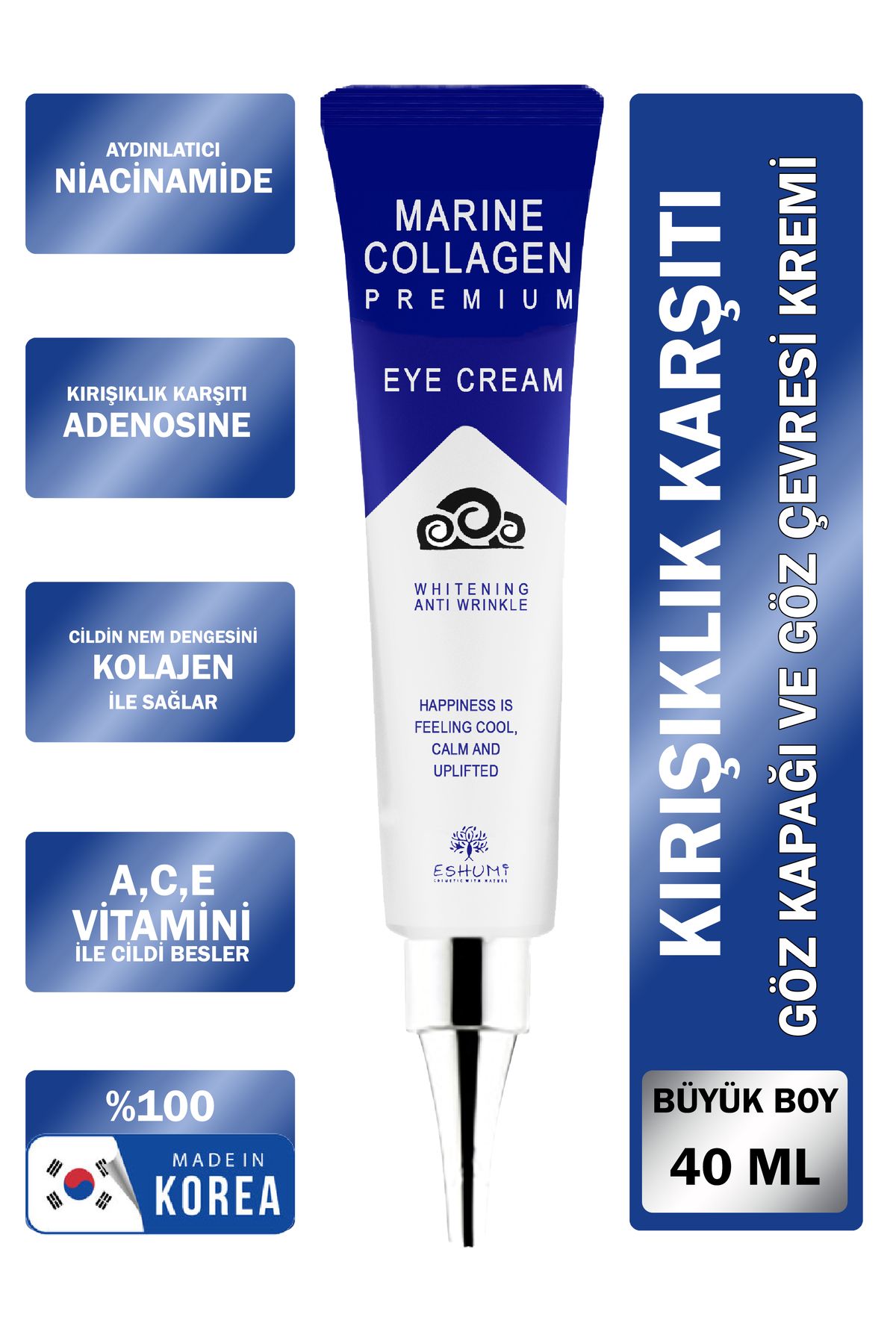 ESHUMİ Korean Saf Collagen Ve Niasinamid Içeren Göz Çevresi Ve Göz Kapağı Kırışıklık Kremi