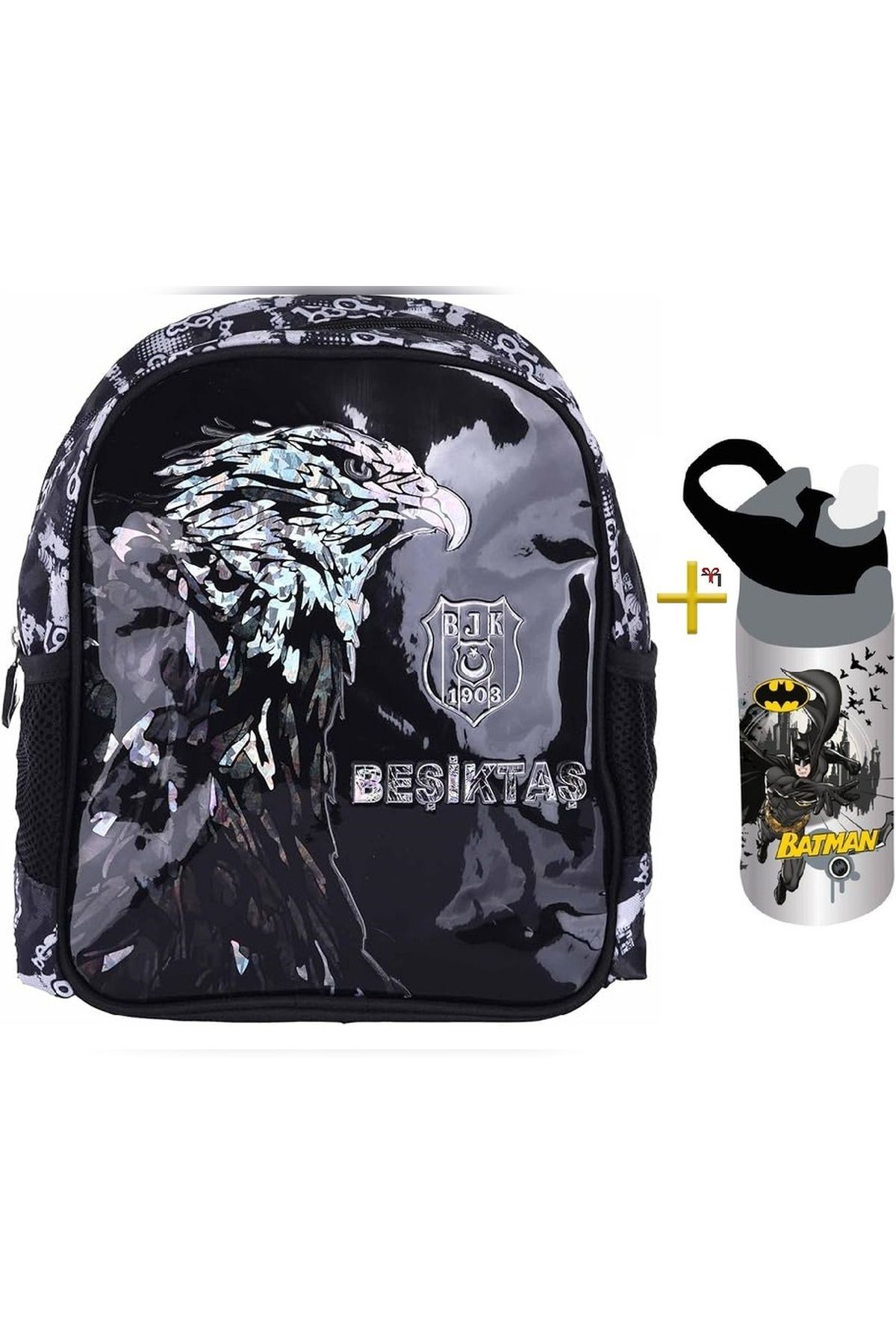 Beşiktaş-Beşiktaş J.K. Geantă de grădiniță unisex Black Eagle - Sticla de apă din oțel și cadou pentru balon 1