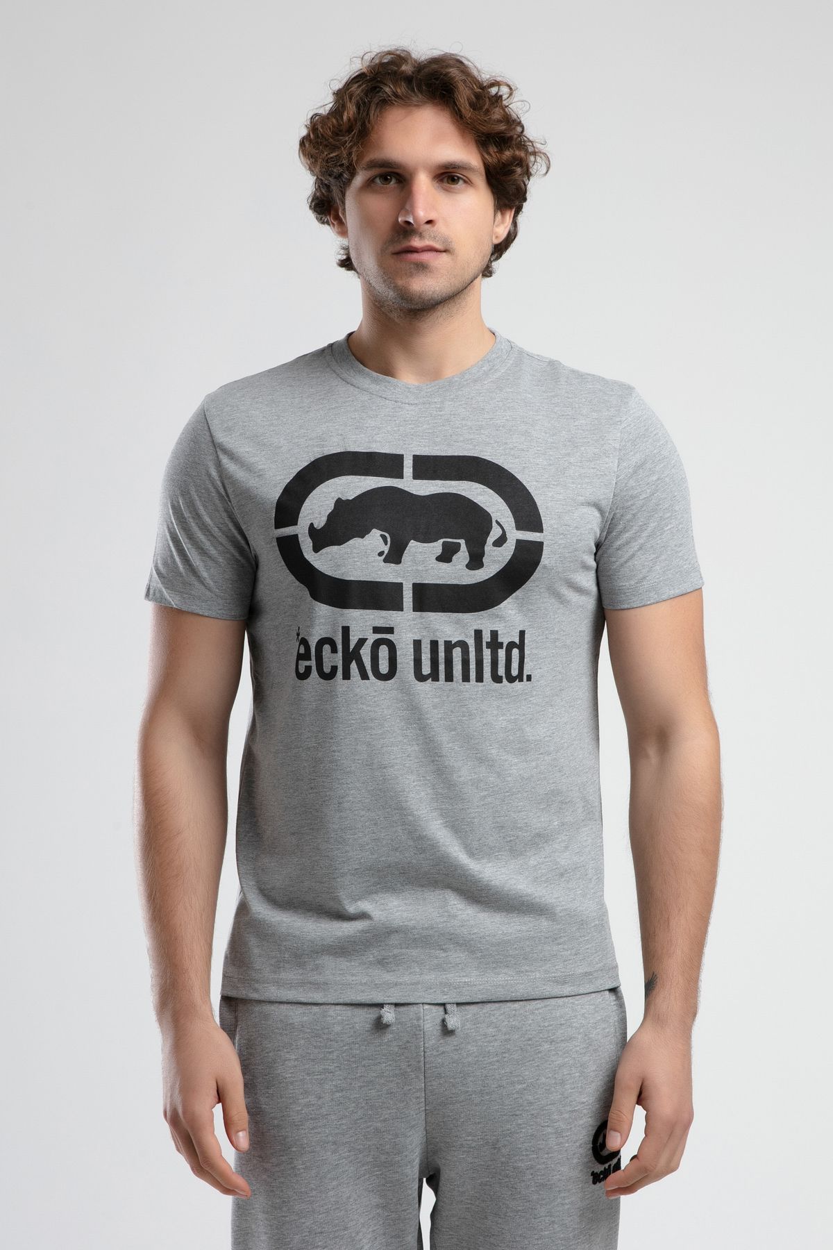 ECKO UNLTD-Pánské tričko Marc Grey Crew Neck Printed Standard Fit 1