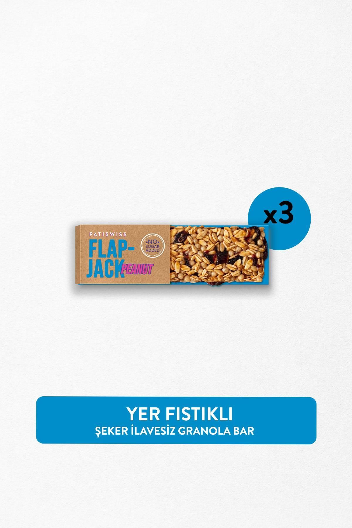 Patiswiss Şeker İlavesiz Yer Fıstıklı Granola Bar 60g x 3 Adet