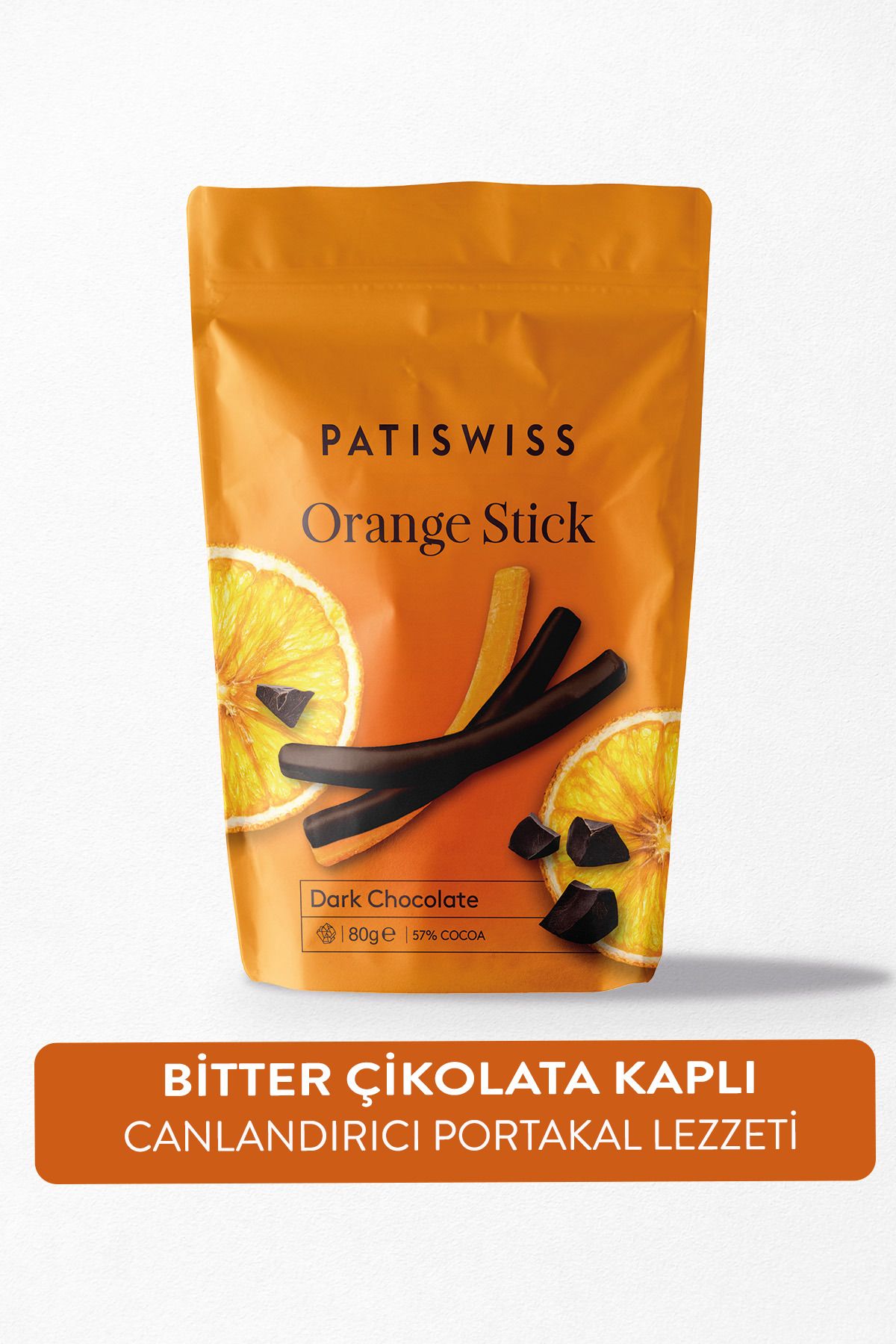 Patiswiss Bitter Çikolatalı Portakal Çubukları 80g