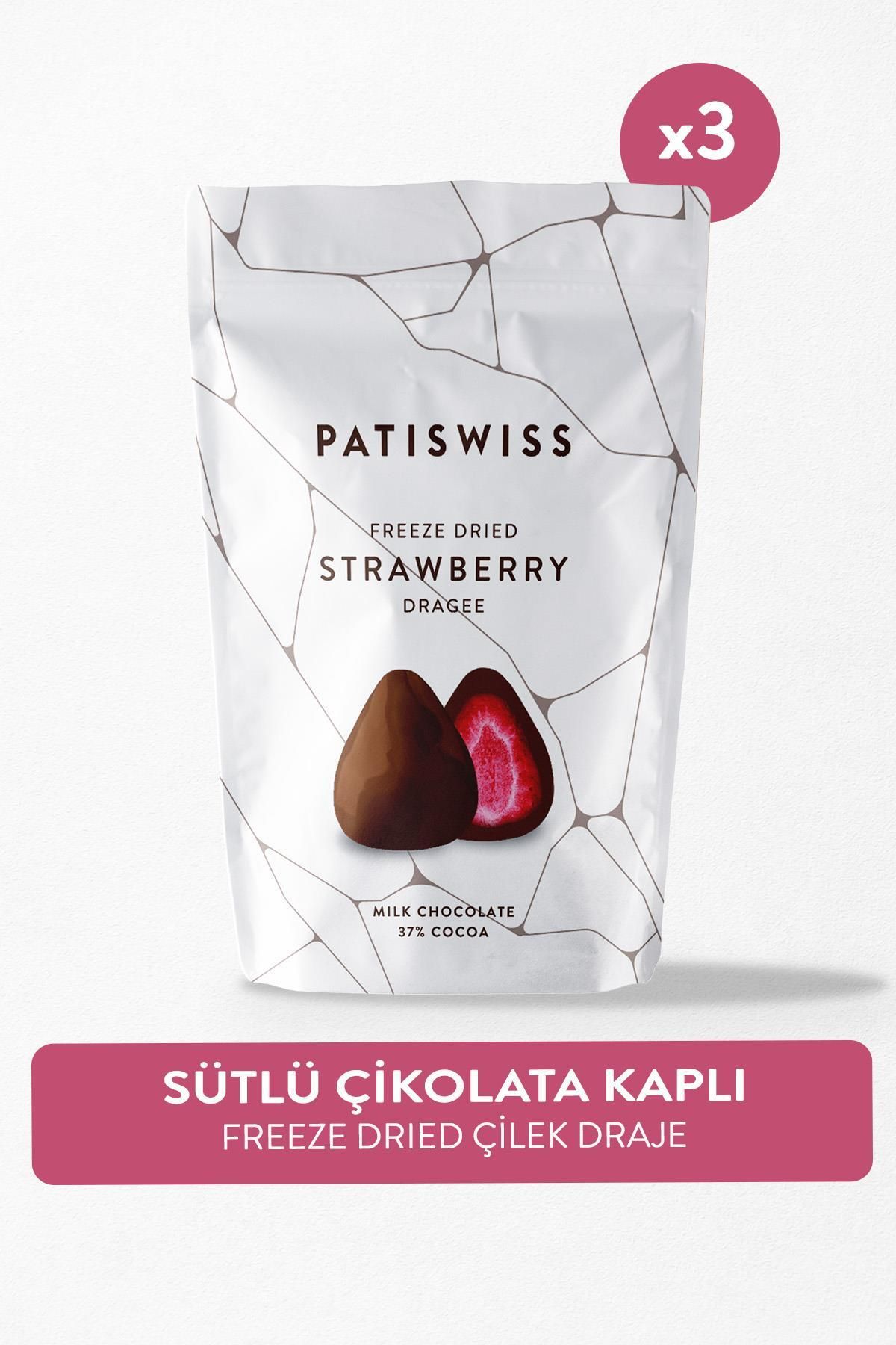 Patiswiss Sütlü Çikolata Kaplı Çilek Draje Set 80g X 3 Adet