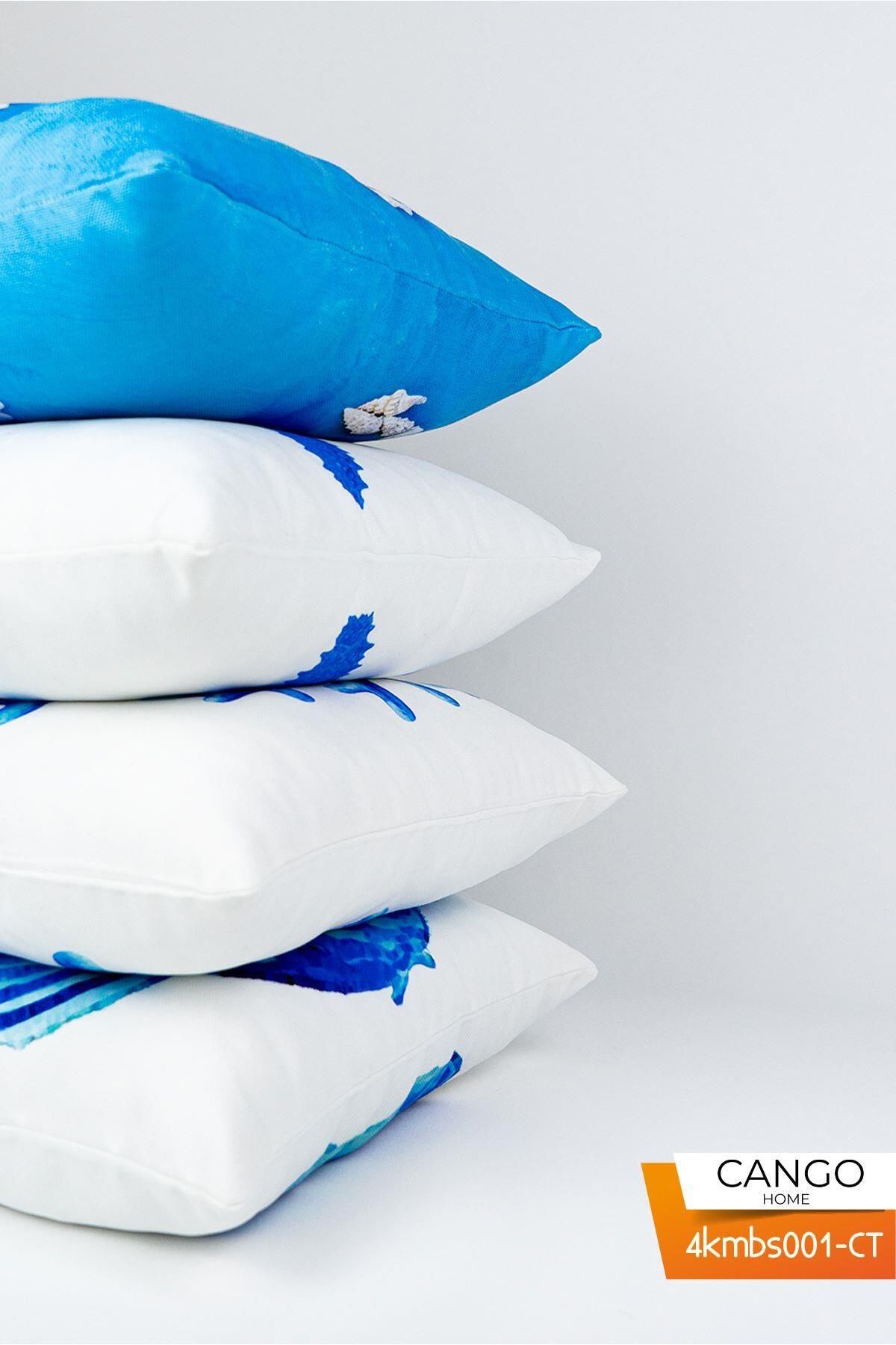 Cango Home-Blue Marine Patterned 4-Piece Digital Printed Throw Pillow Set - 4Kmbs001-Ct 2